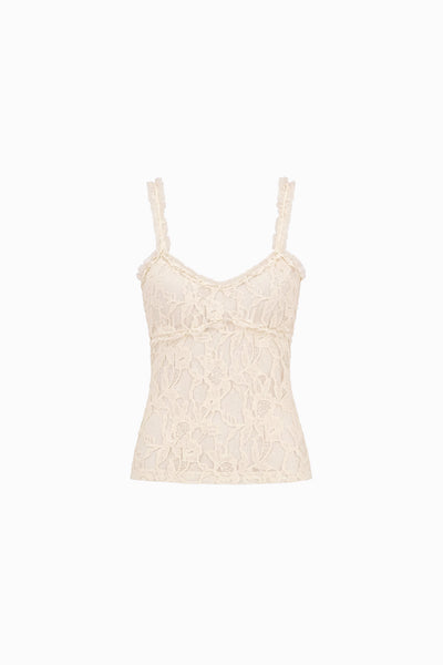 Cowrie Designer Chantilly Lace Cami Top - Flat Lay | Ulla Johnson