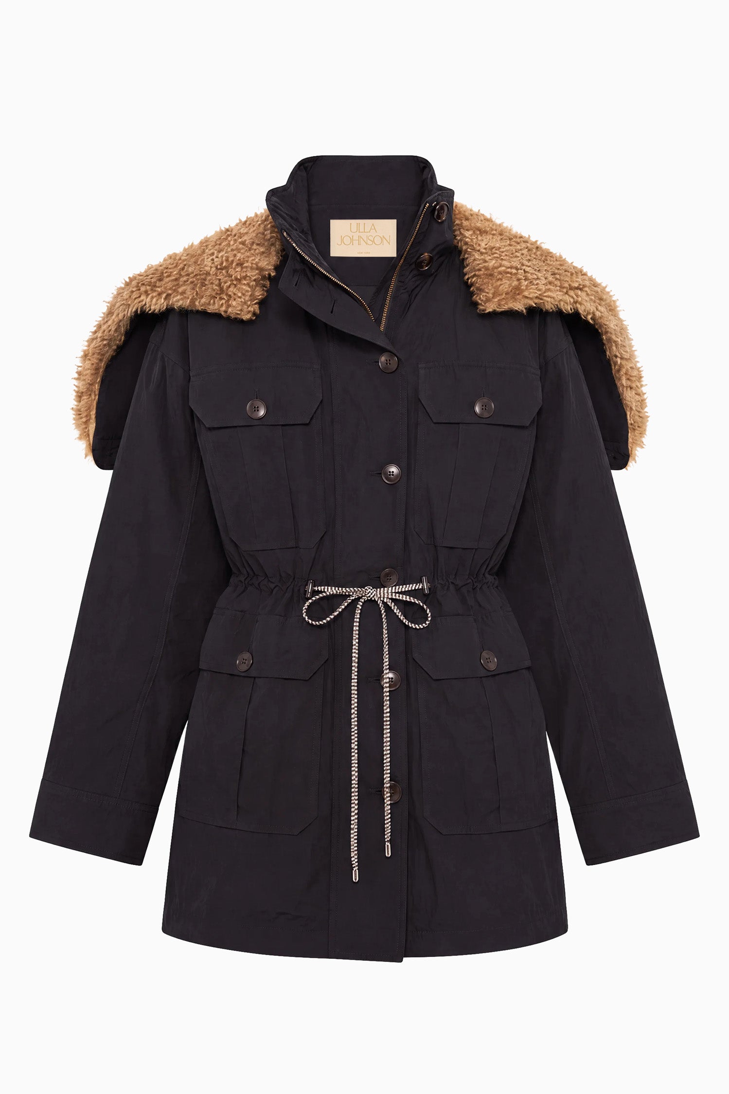 Ulla Johnson Milo Jacket with Fur Lined Hood - Noir