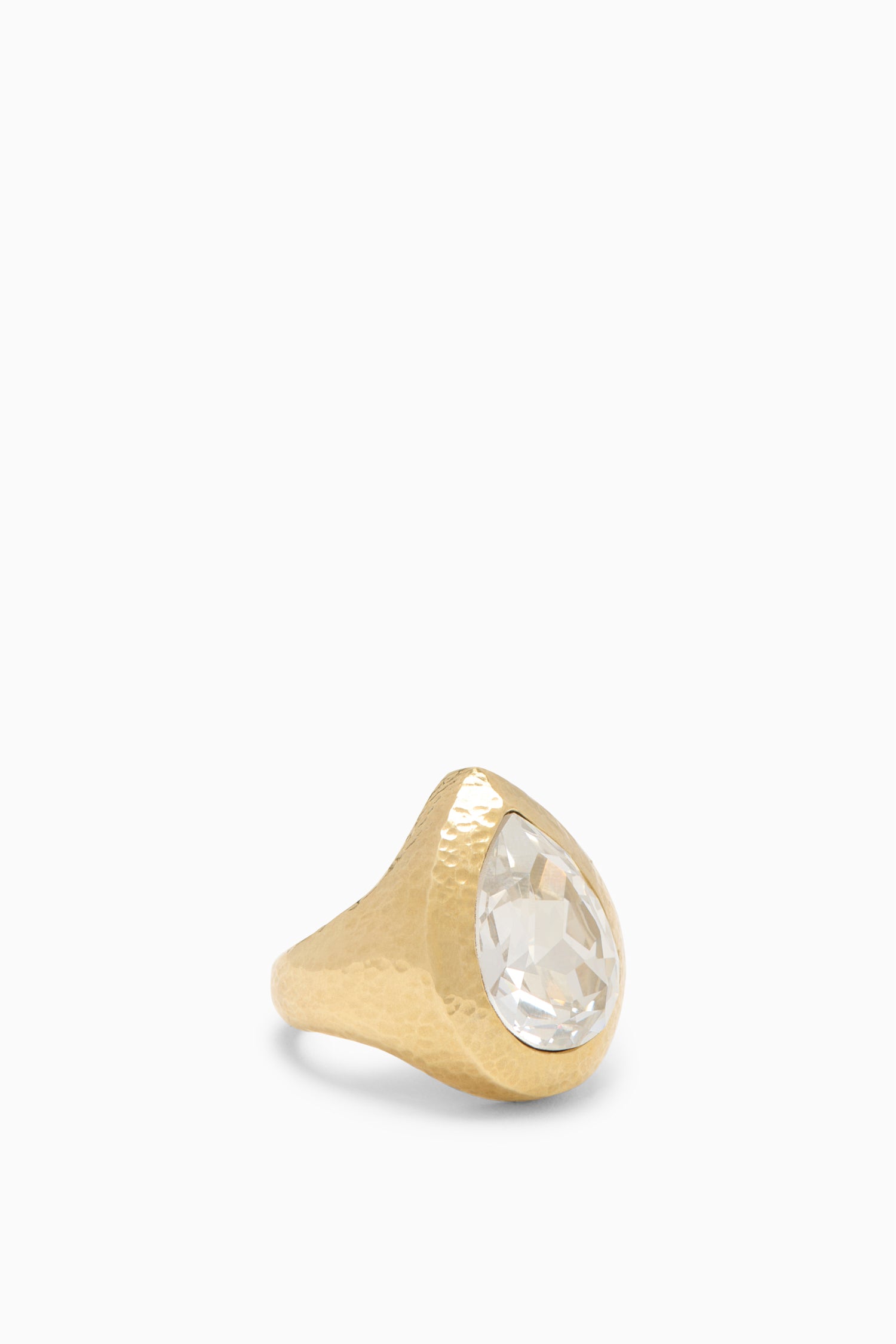 Eula Crystal Pear Signet Ring - Crystal