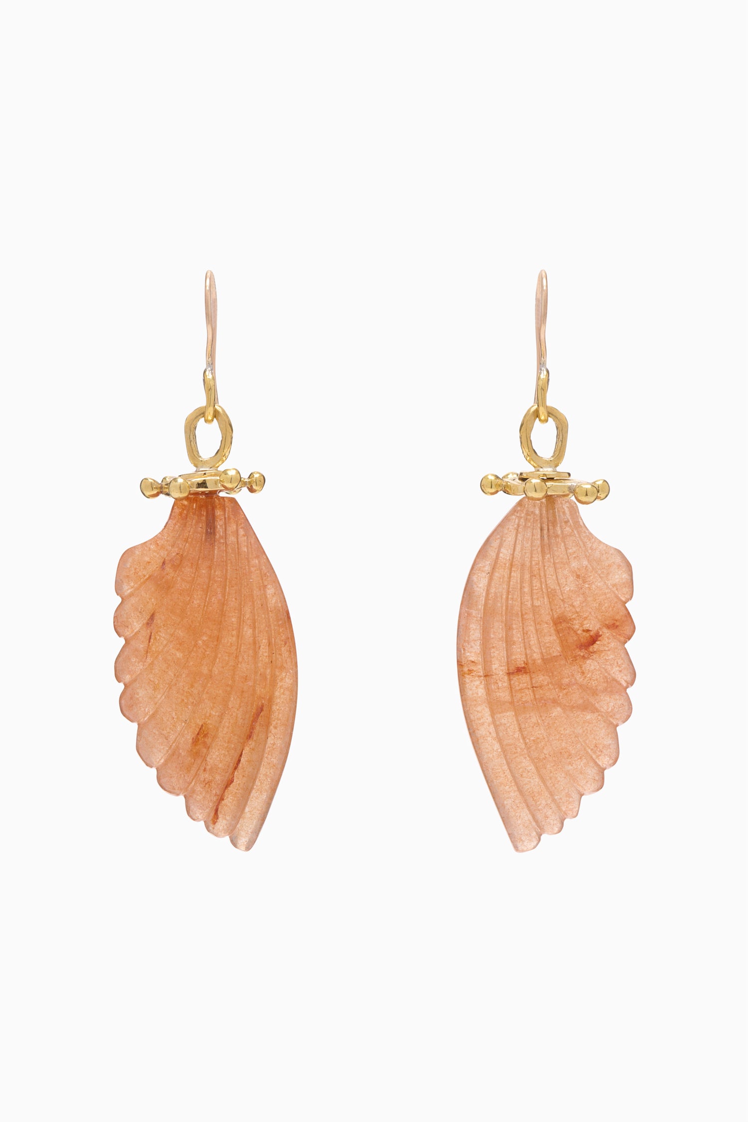 Small Wing Stone Drop Earring - Pink Aventurine