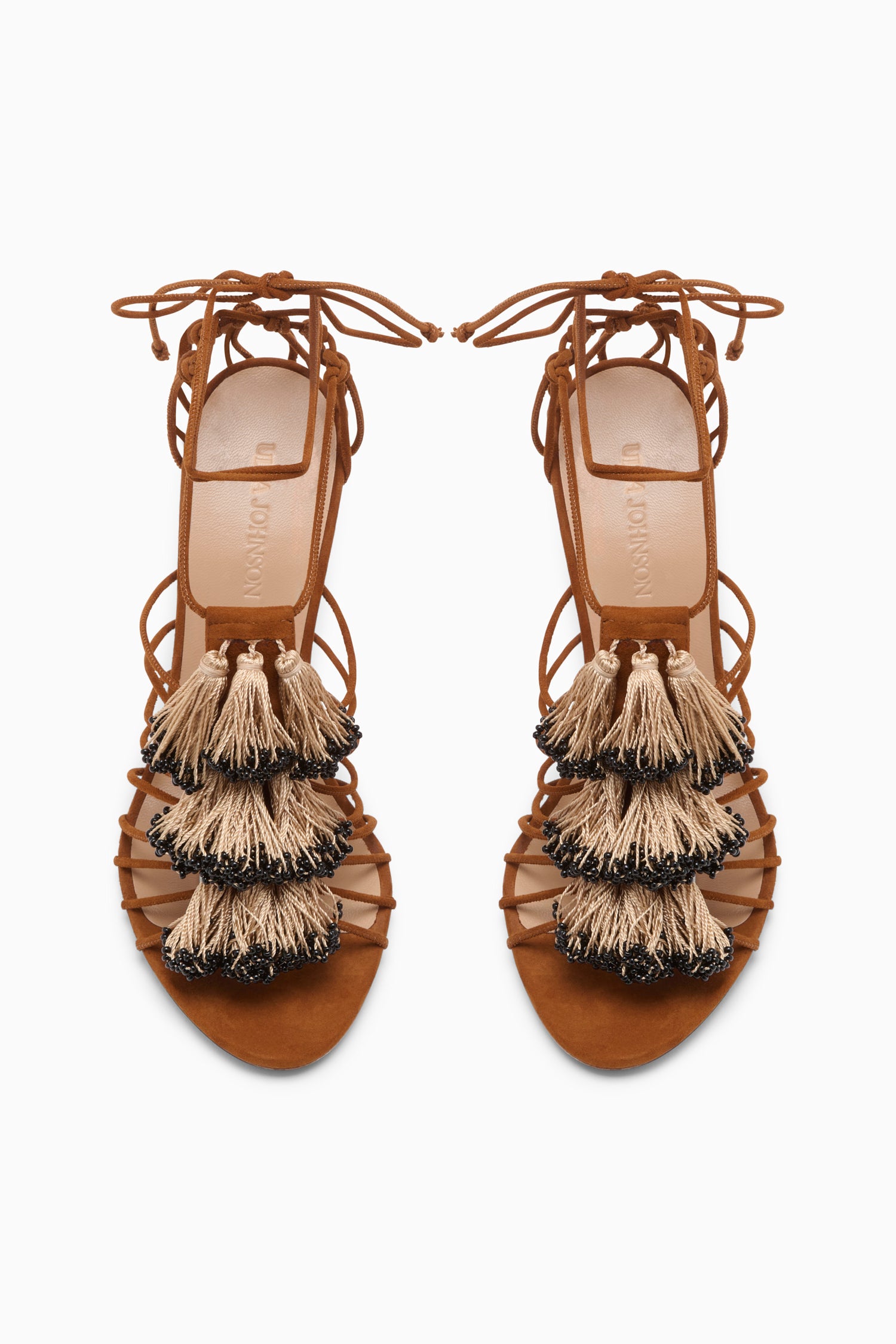 Ulla Johnson Sandalo Con Tacco Alto E Frange Di Perline - Canyon