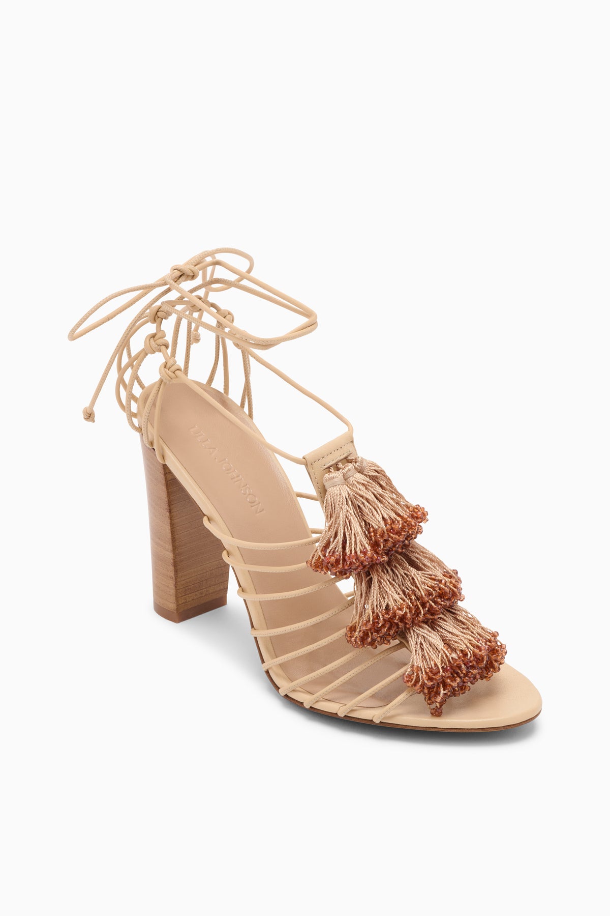 Beaded Fringe High Heel Sandal – Sand