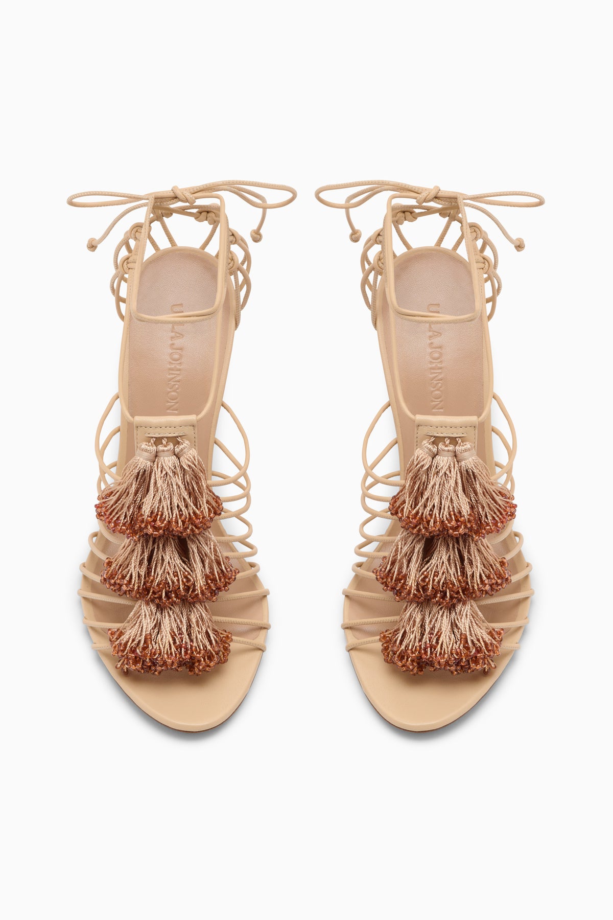 Beaded Fringe High Heel Sandal – Sand