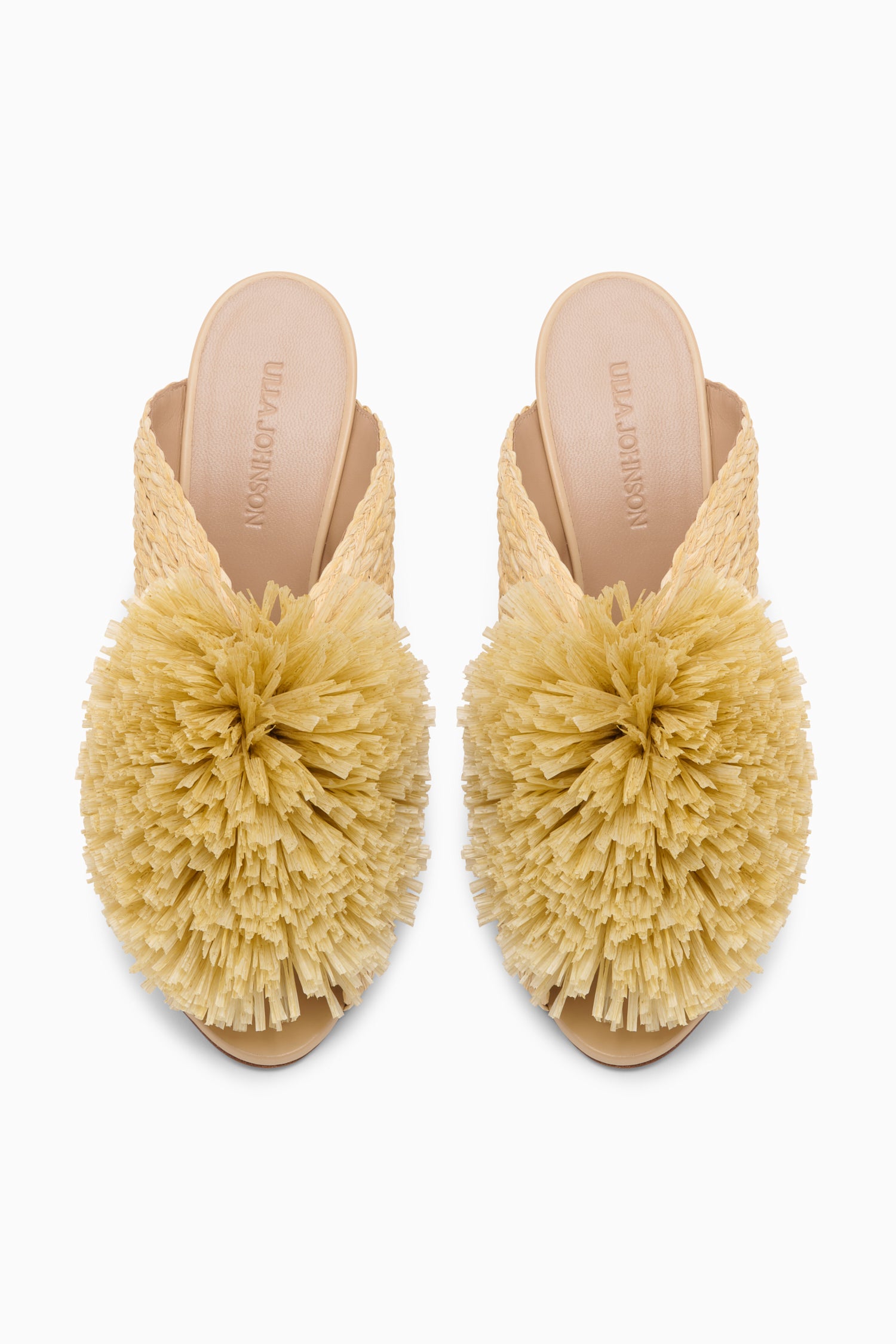 Ulla Johnson Mule à talon haut et franges en raphia - Sable
