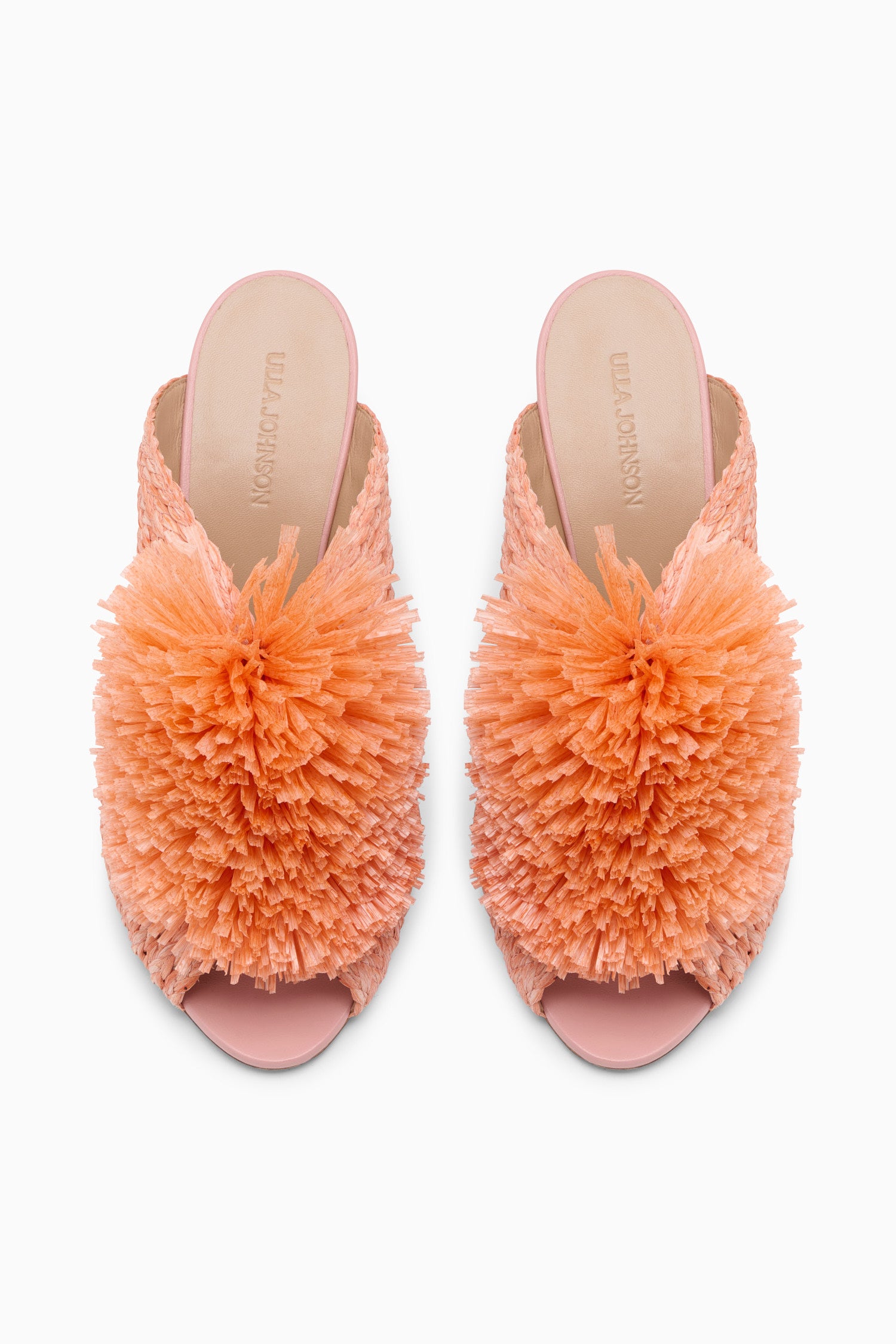 Ulla Johnson Mule À Talon Haut Franges Raphia - Coquillage