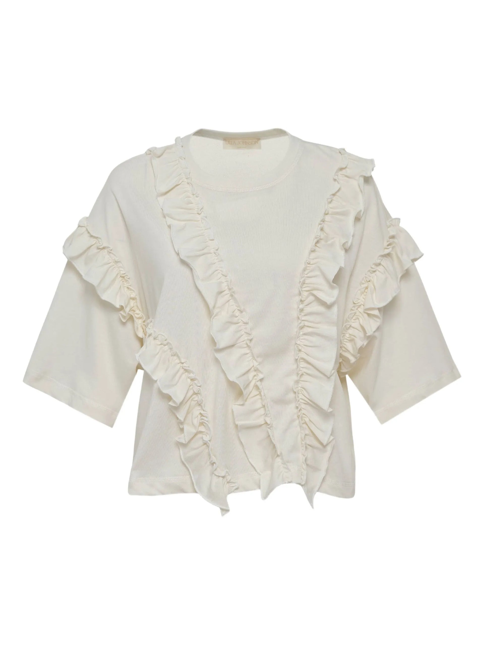 Sydney Short Sleeve Ruffle Tee - Pristine