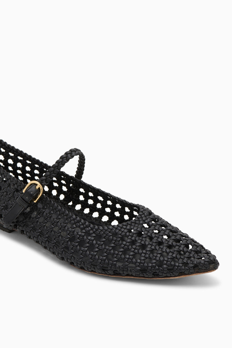 Gracie Pointy Toe Flat - Noir - Ulla Johnson