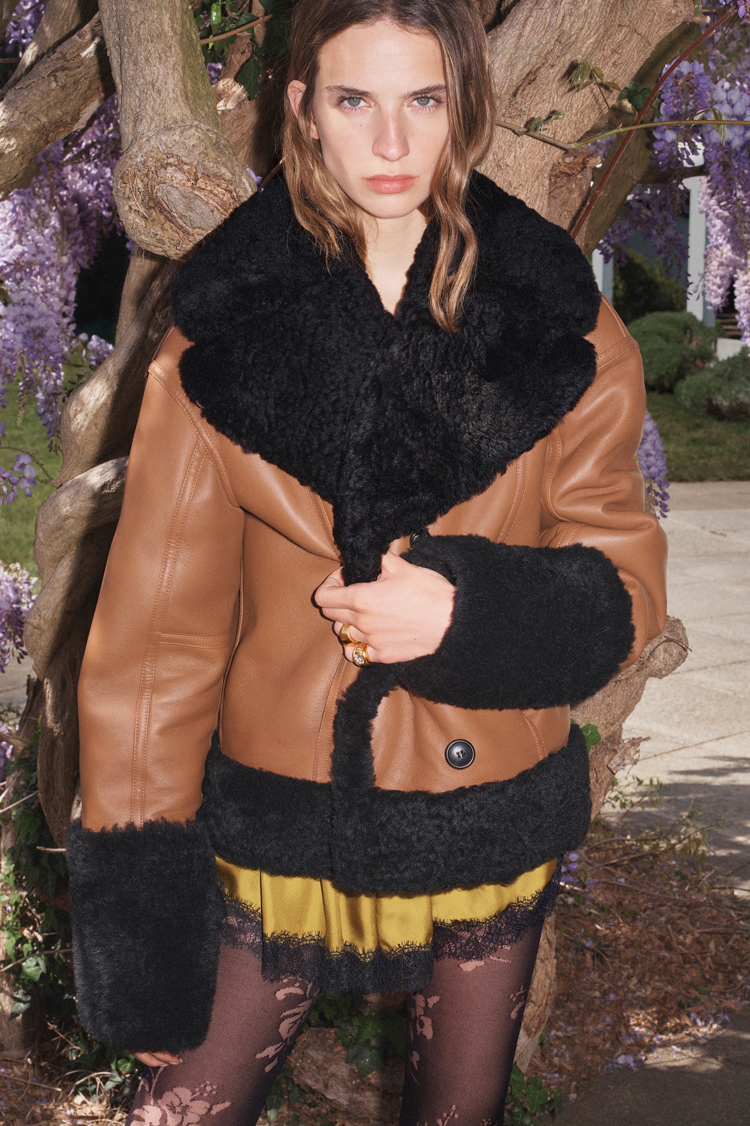 Ulla Johnson Nisha Reversible Shearling Coat - Noir