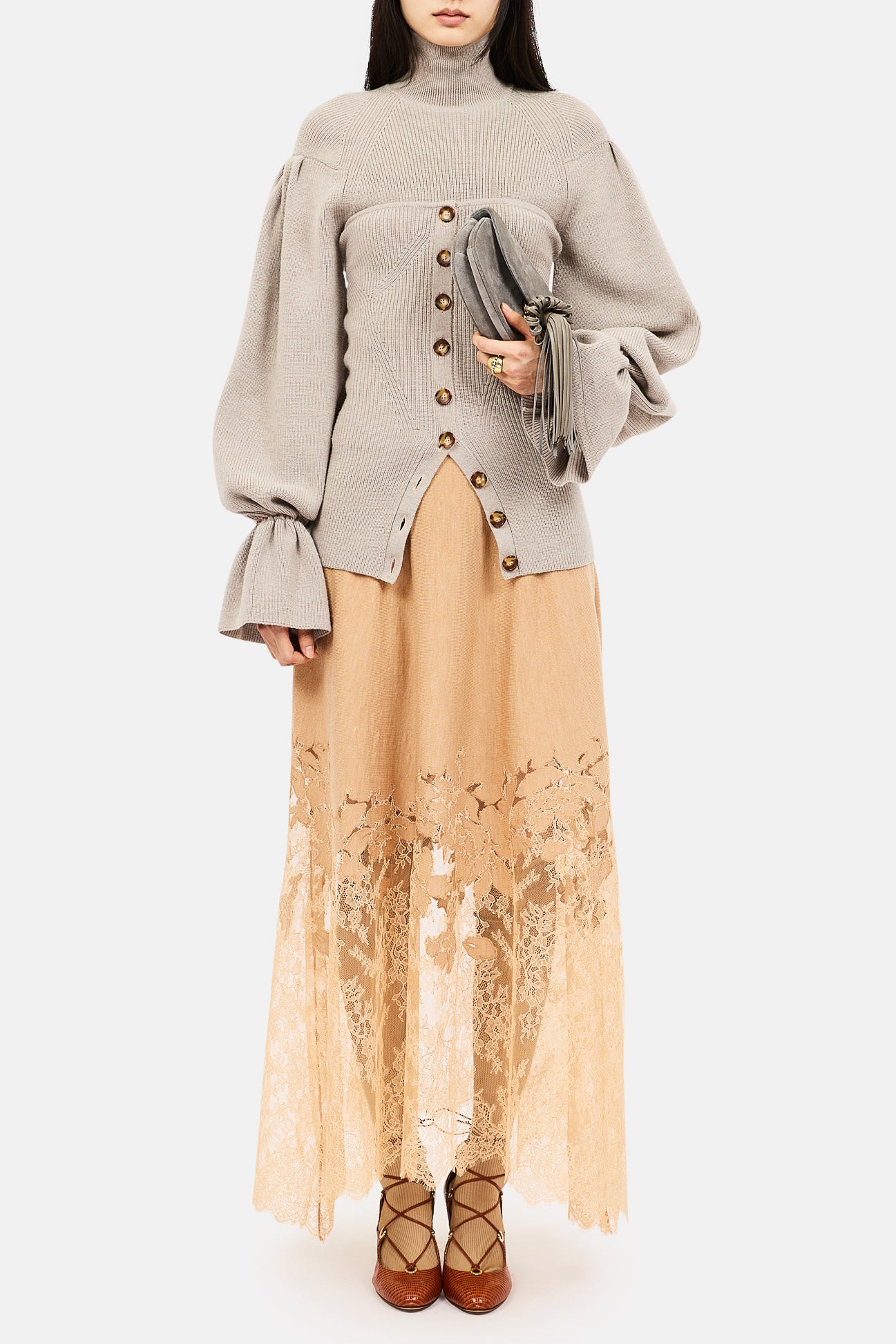 Yanni Strapless Knit Top - Pebble