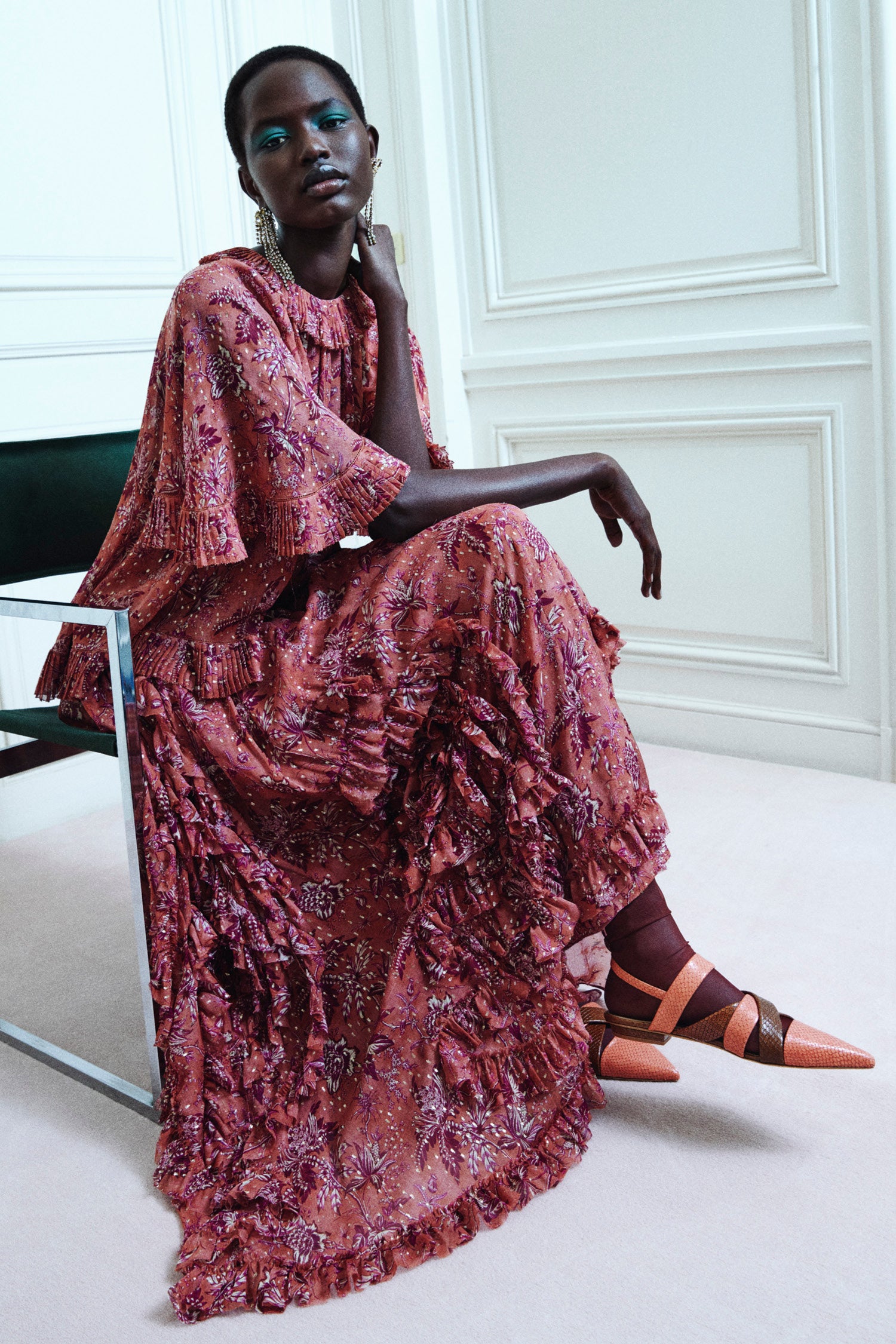 Adele Cascading Ruffle Skirt - Oleander