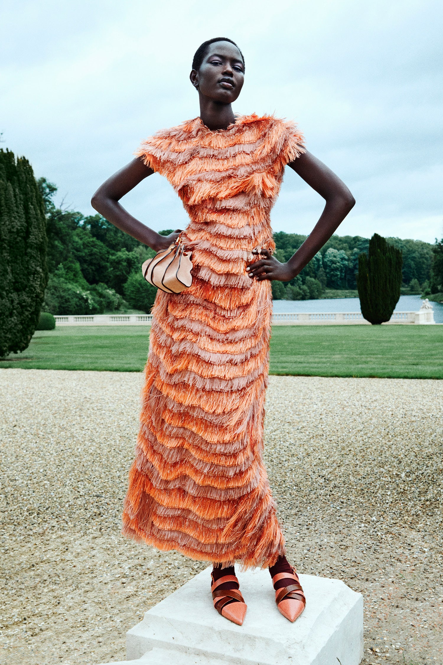 Ulla Johnson Elowyn Fringe Midi Dress - Coral