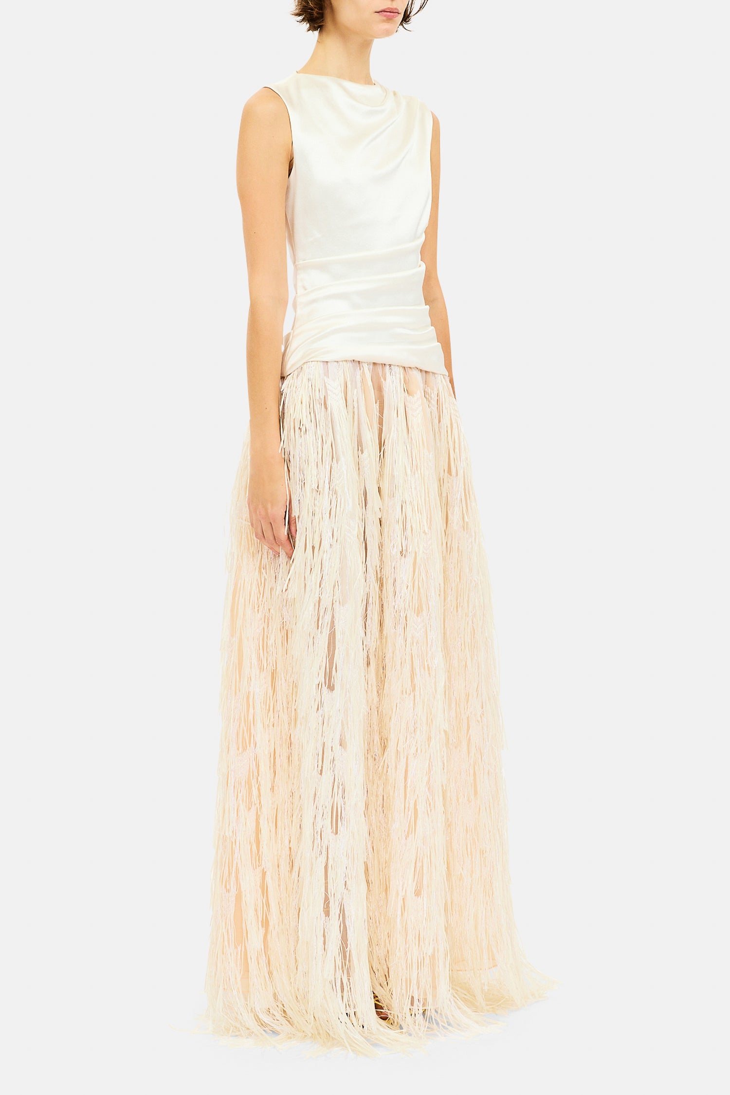 Ulla Johnson Giselle Fransen Abendkleid - Ecru