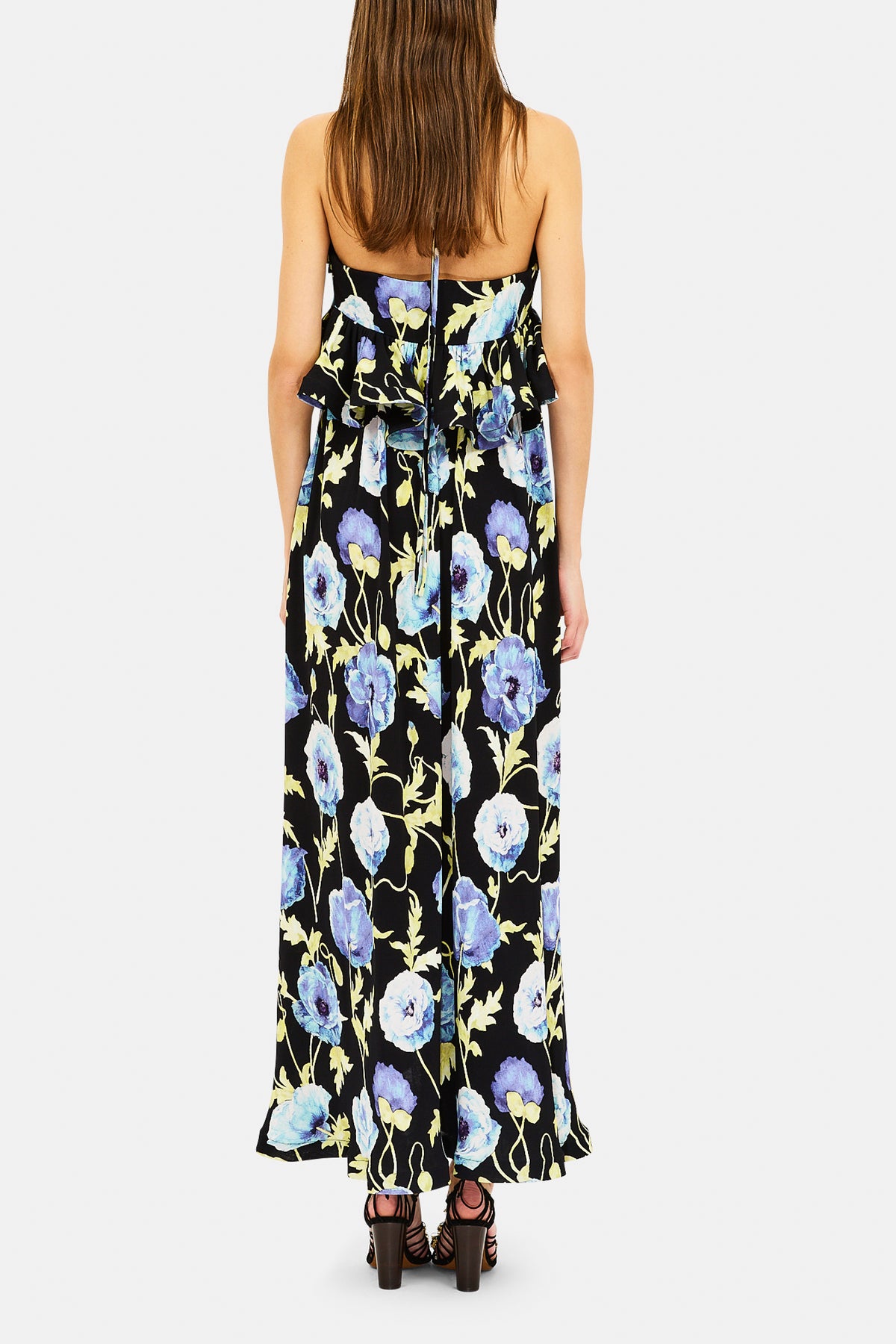 Leonie Halter Maxi Jurk Met Ruches - Moon Garden