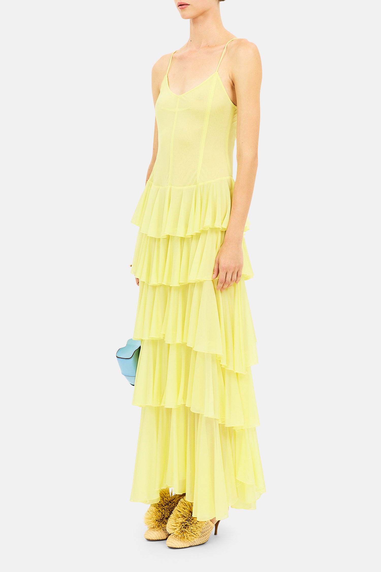 Ulla Johnson Estelle Spaghetti Band Gelaagde Jurk - Citron