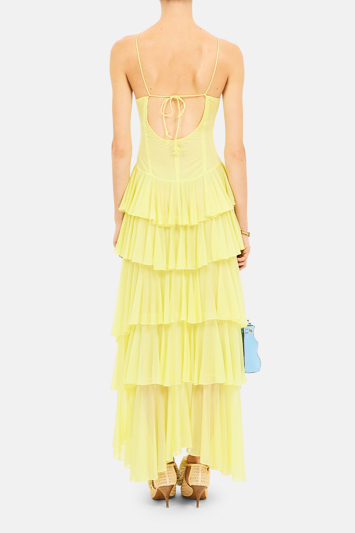 Ulla Johnson Estelle Spaghetti Band Gelaagde Jurk - Citron