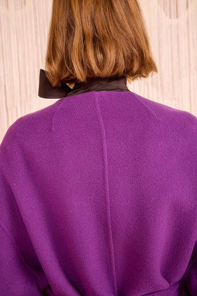 Thistle Luxury Wool Coat - Back Fabric & Seam Detail, On Model | Ulla Johnson