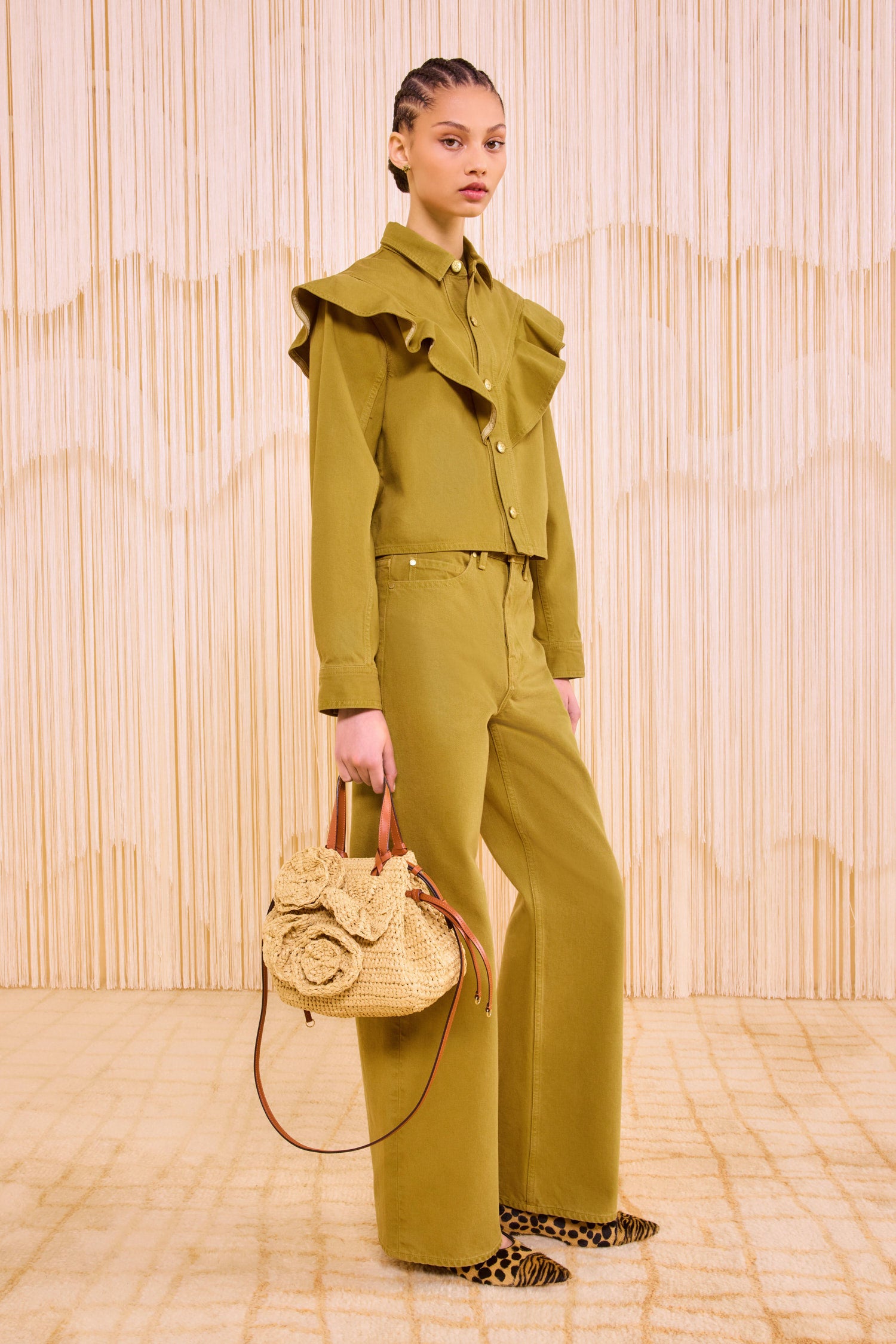 Ulla Johnson Gio Floral Raffia Crossbody - Natural