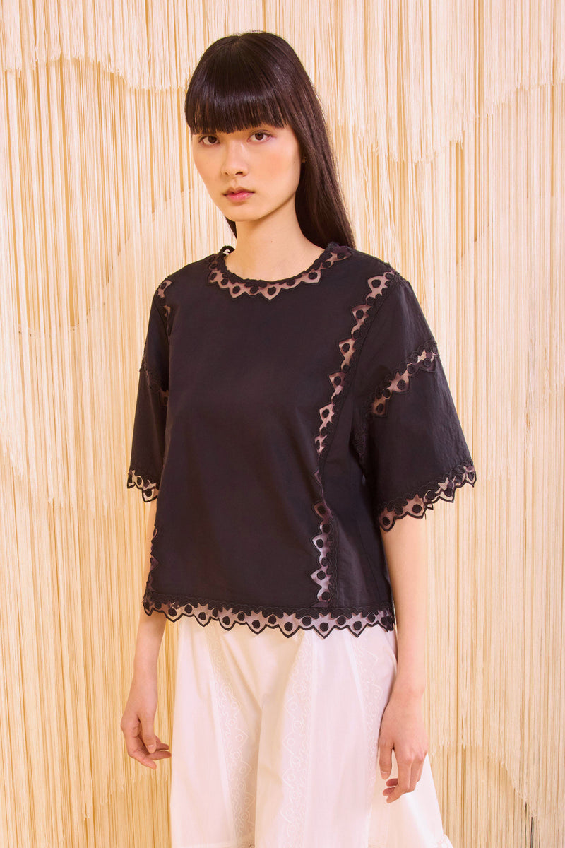 【ULLALA】Nerissa short sleeve two piece ivory Dylla - Printed Tailored Silk Twill Shorts - Folktale – Nanushka