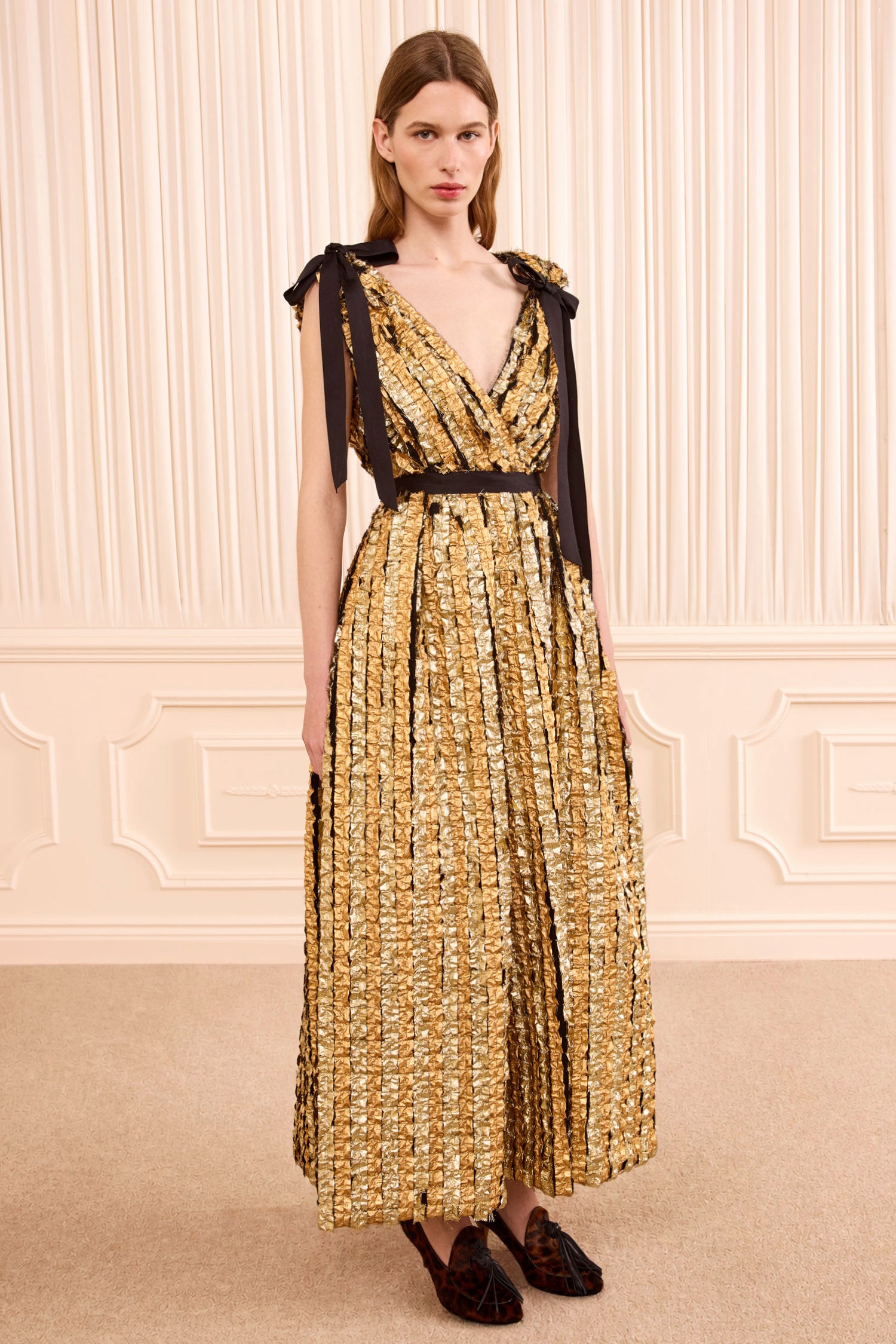 Ulla Johnson Karina Lurex Bow Dress - Gold