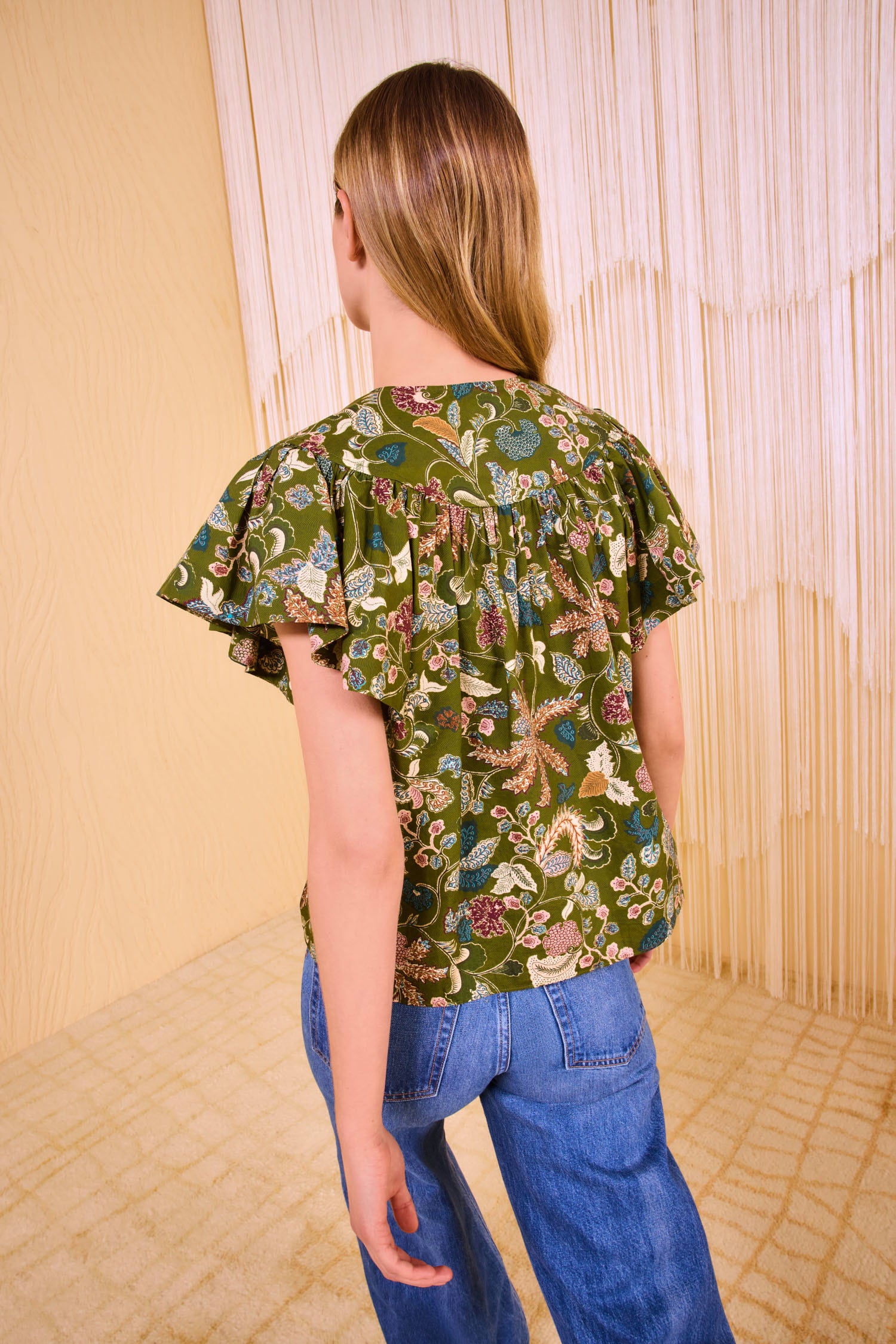 Perline Flutter Sleeve Blouse - Lichen