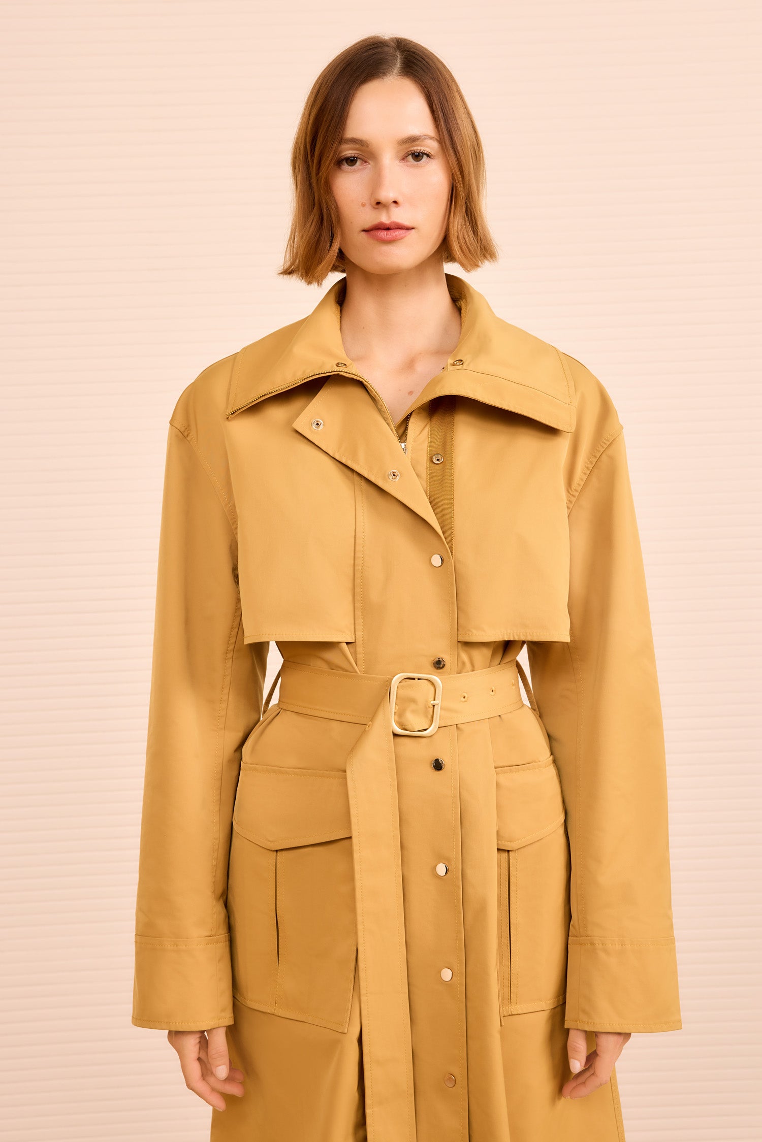 Adara Hooded Trench Coat - Almond