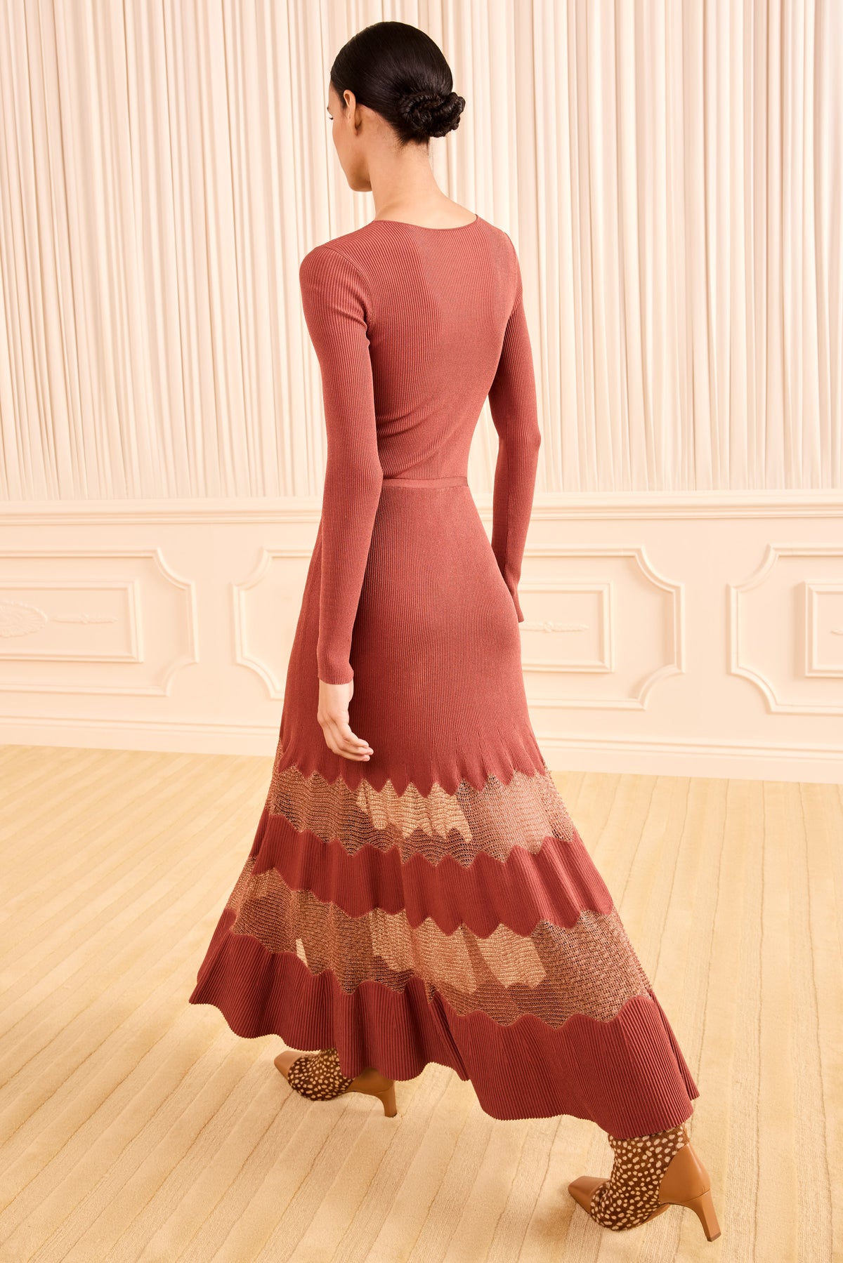 Robe Amaia en maille à manches longues - Sienna/Rosegold