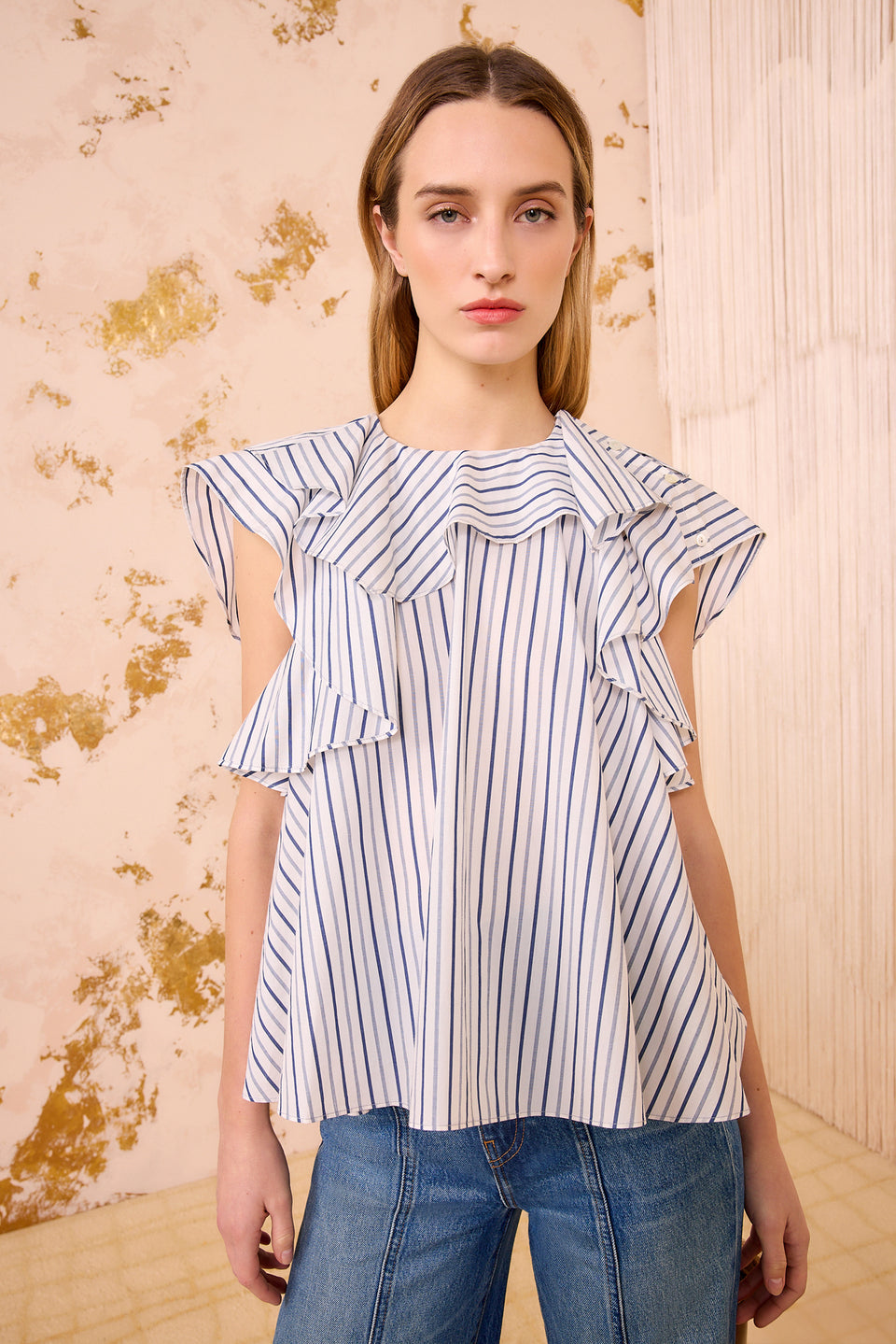 Amaia Sleeveless Top - Chalk Stripe