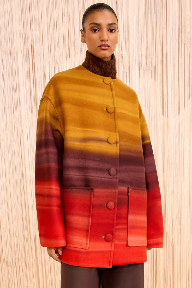 ジャケット・アウター UND SHADOW FLOWER WOOL COAT Wool blend coat Black / Gray For Women | Maje