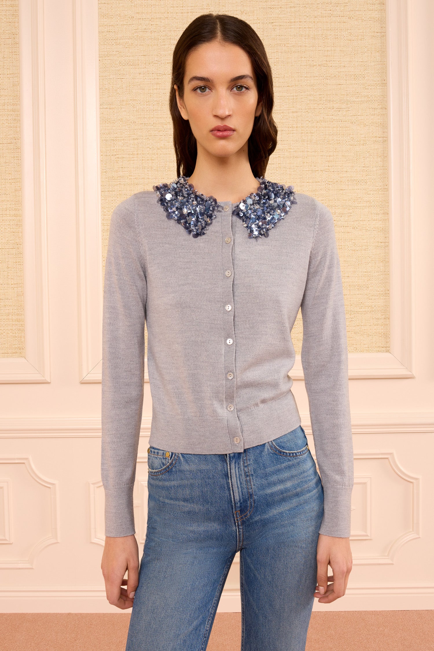 Ulla Johnson Anna Embellished Cardigan - Ash