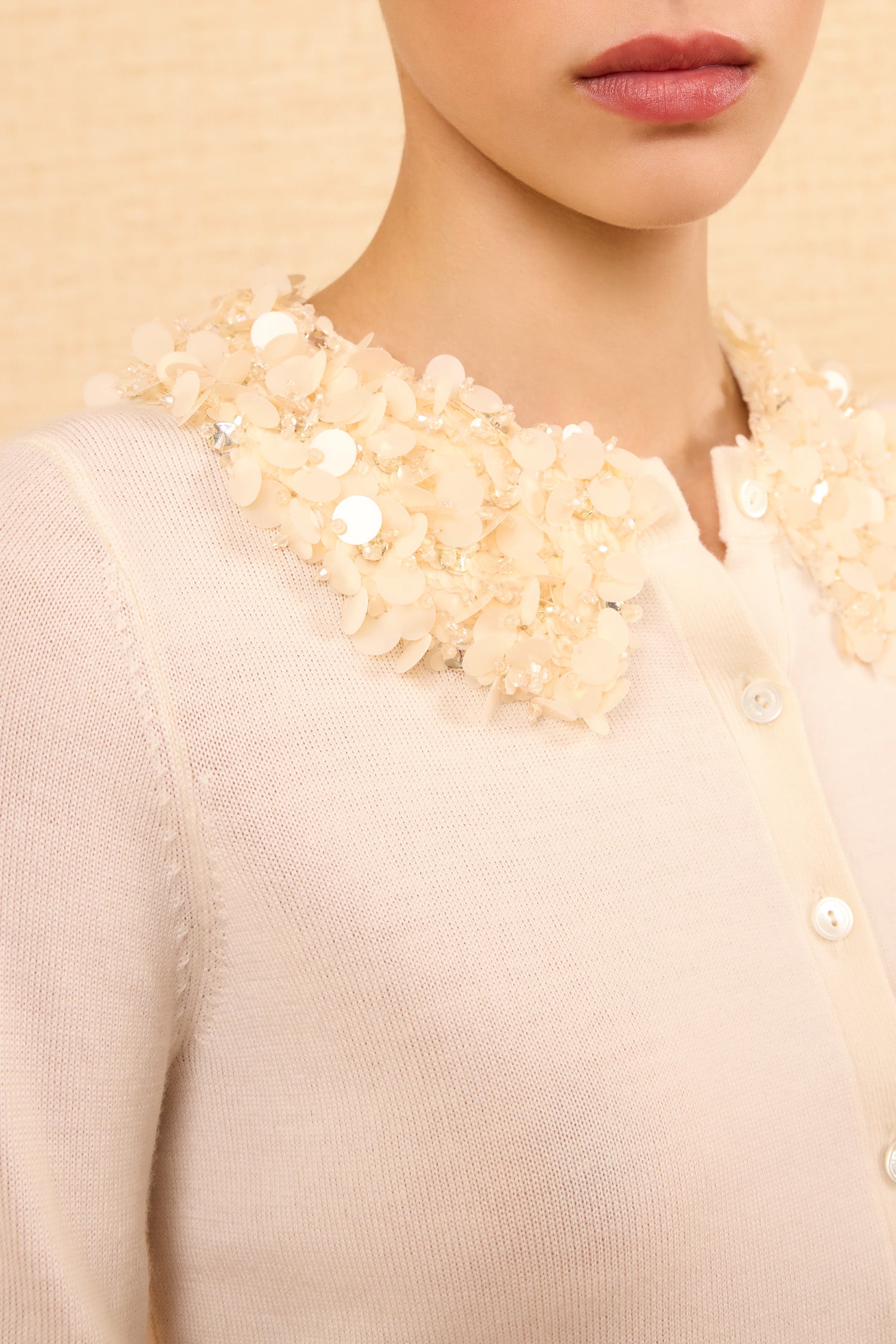Anna Embellished Cardigan - Pearled Ivory