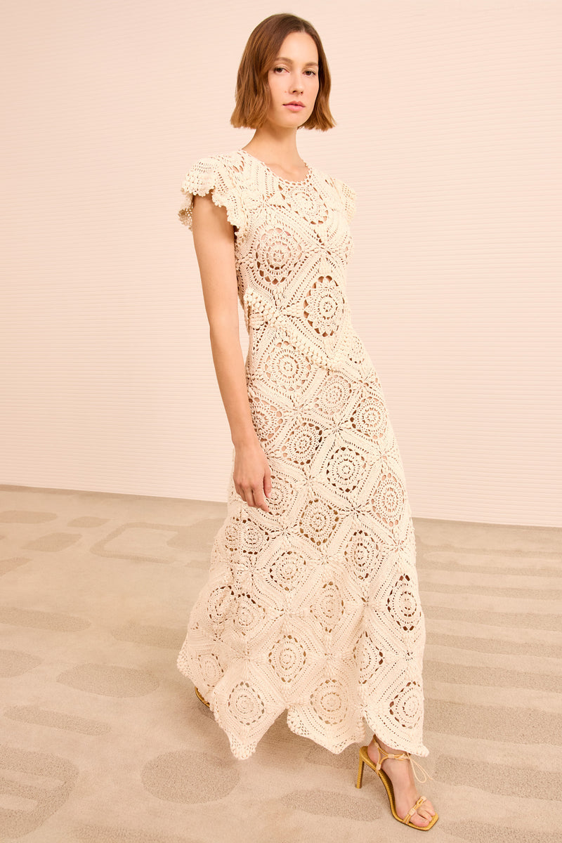 Annalisa Hand Crochet Dress - Cowrie