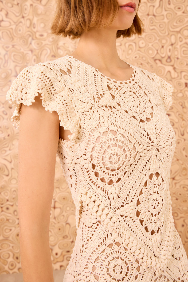 Annalisa Hand Crochet Dress - Cowrie - Ulla Johnson Annalisa Hand Crochet Dress - Cowrie - Ulla Johnson