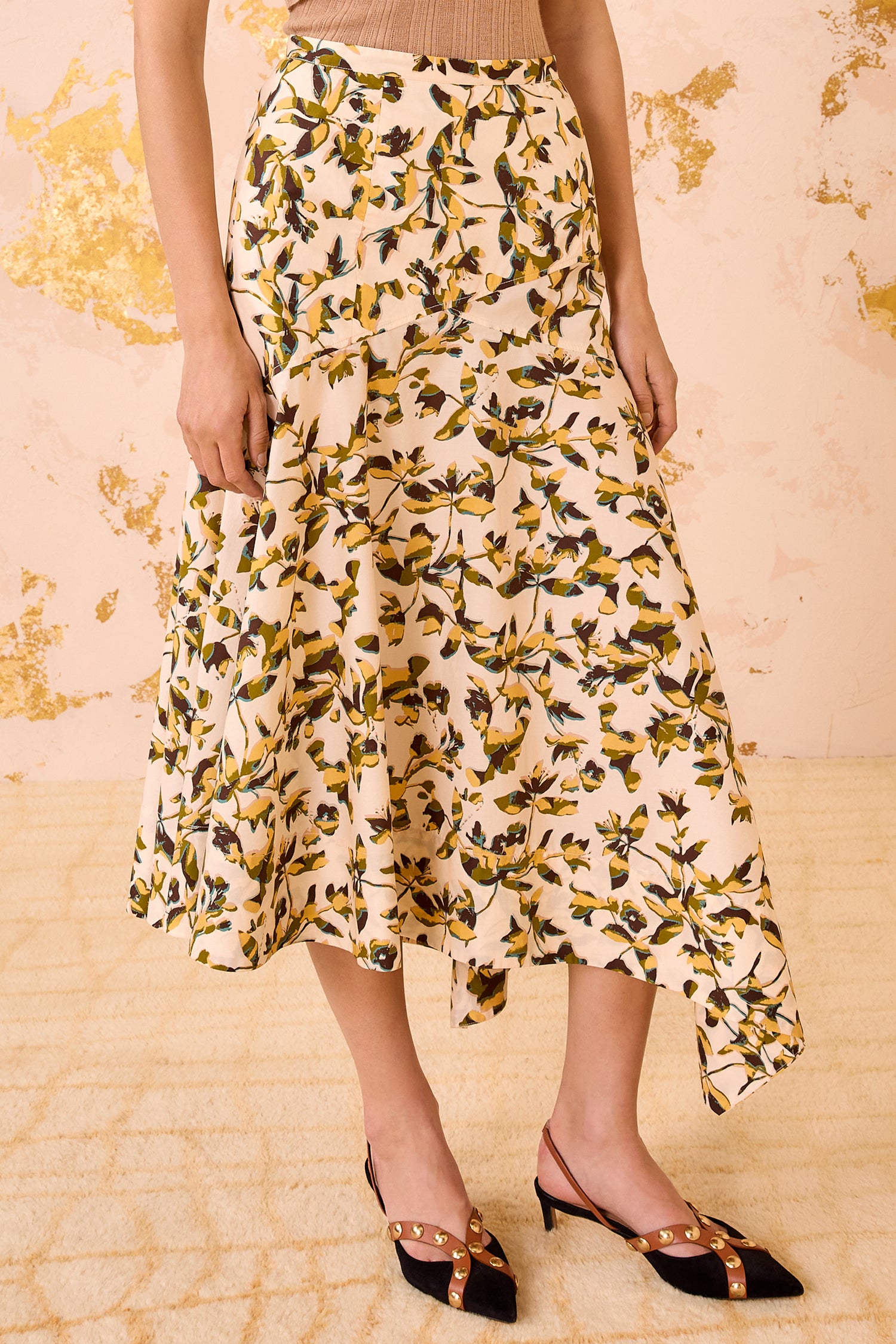 Annika High Waist Asymmetrical Midi Skir - Lucent