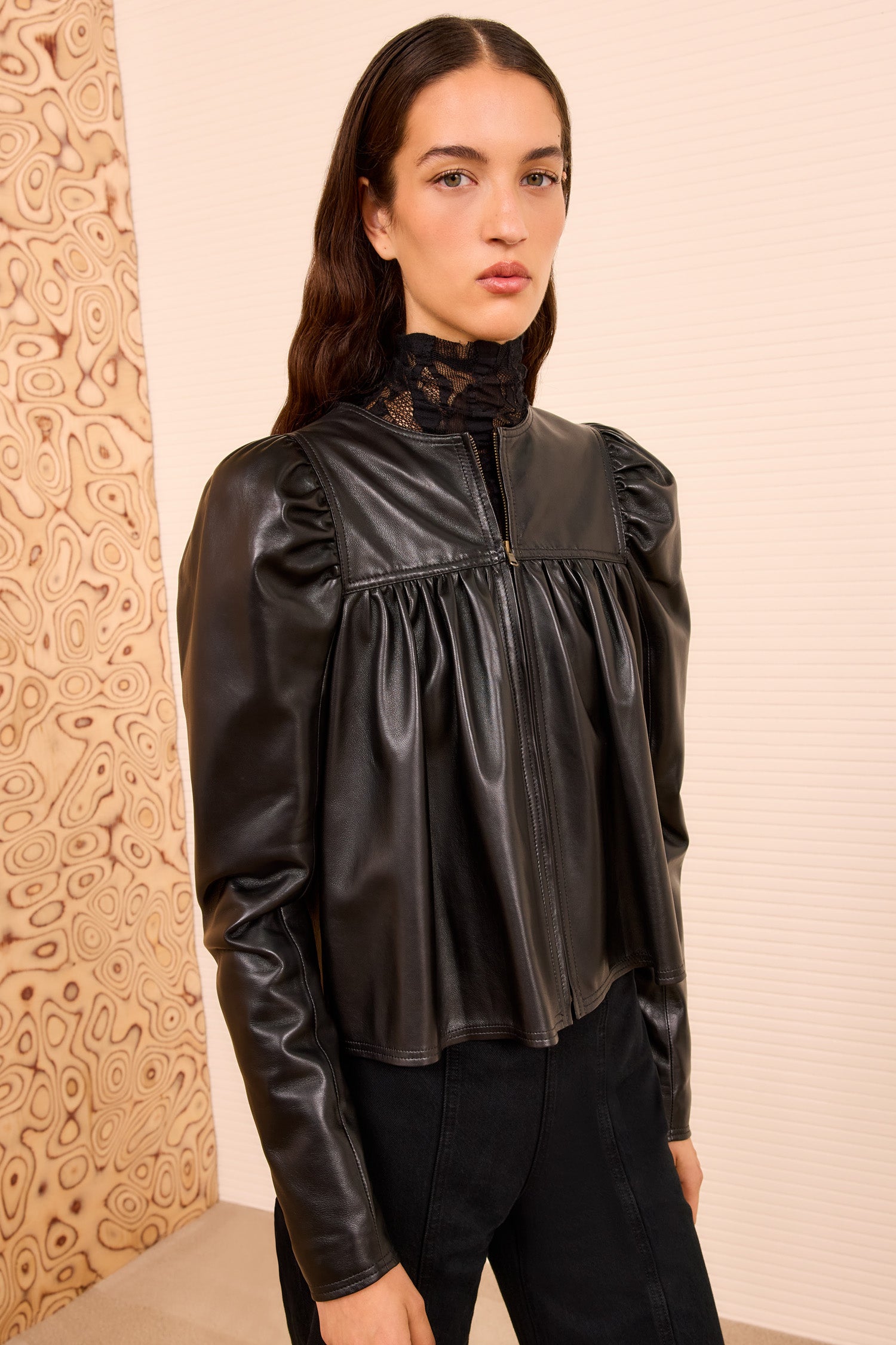 Ulla Johnson Anouk Zip Up Leather Jacket - Noir