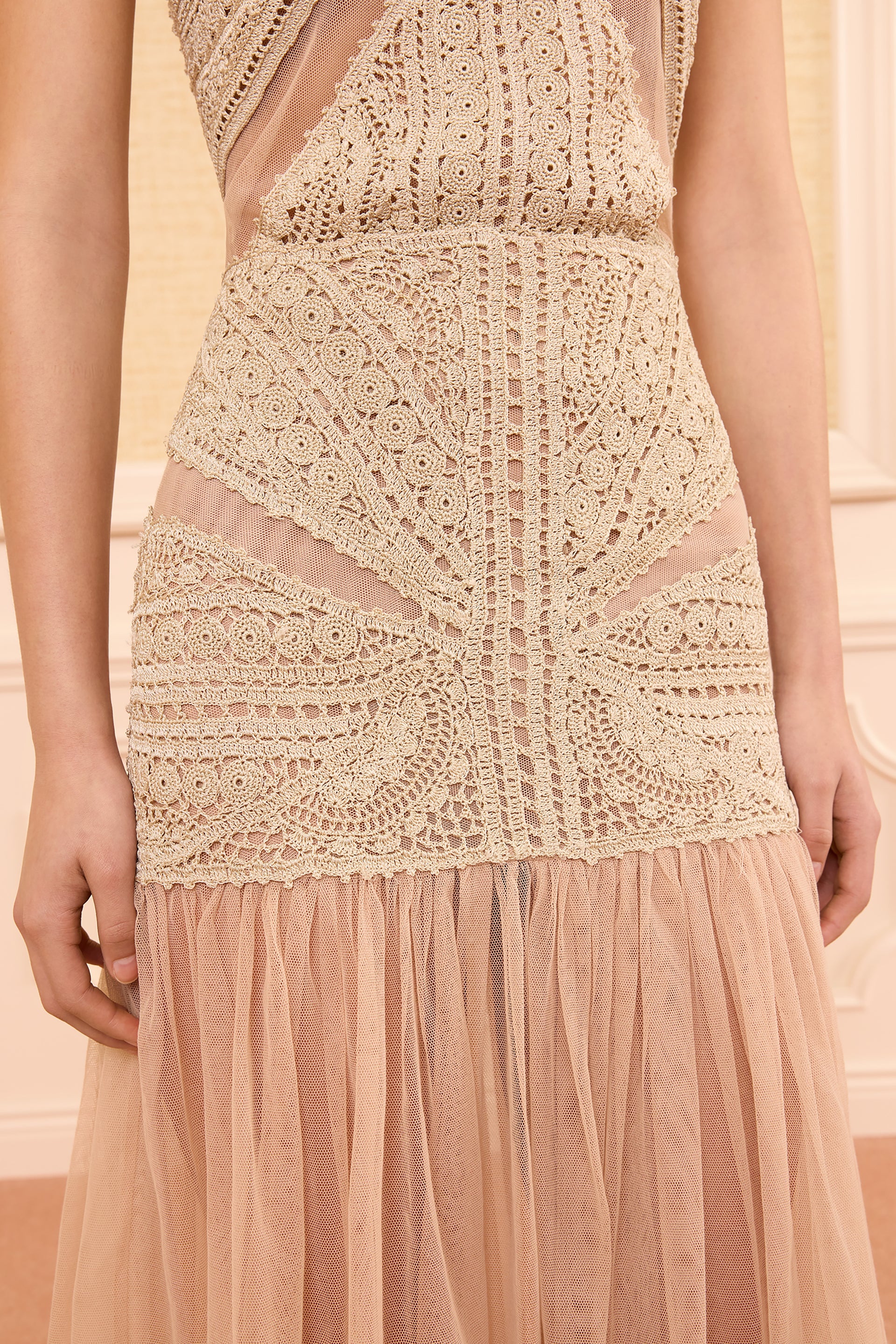 Ulla Johnson Araminta Crochet & Tulle Skirt - Sandstone