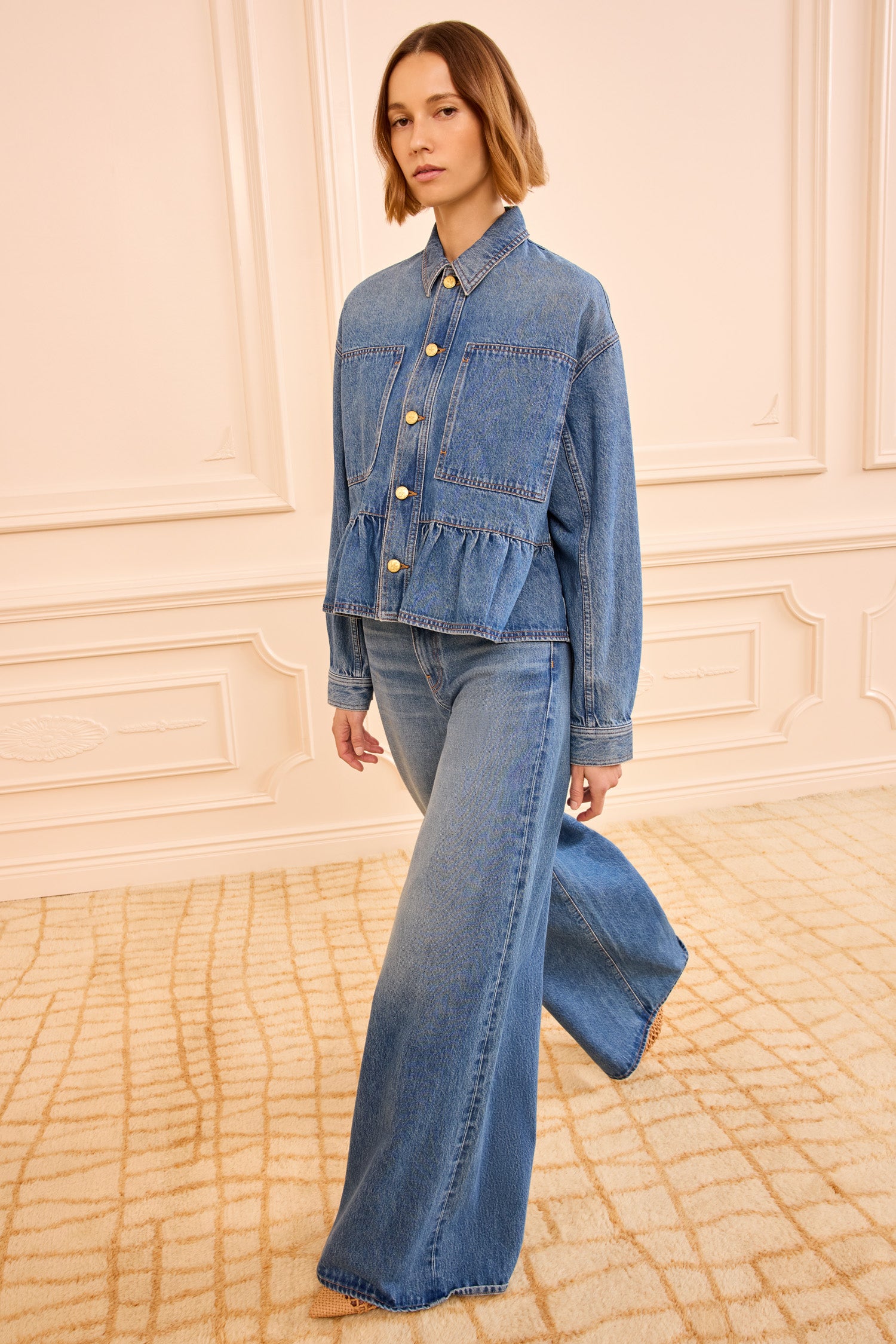 The Arquette Denim Peplum Jacket - Danube