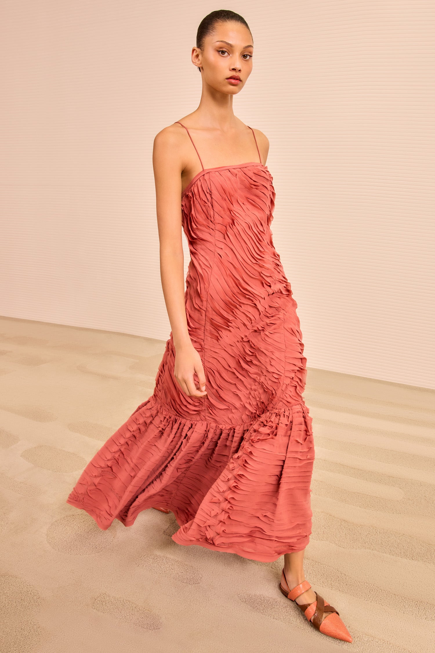 Augustina Cami Long Trumpet Dress - Chestnut