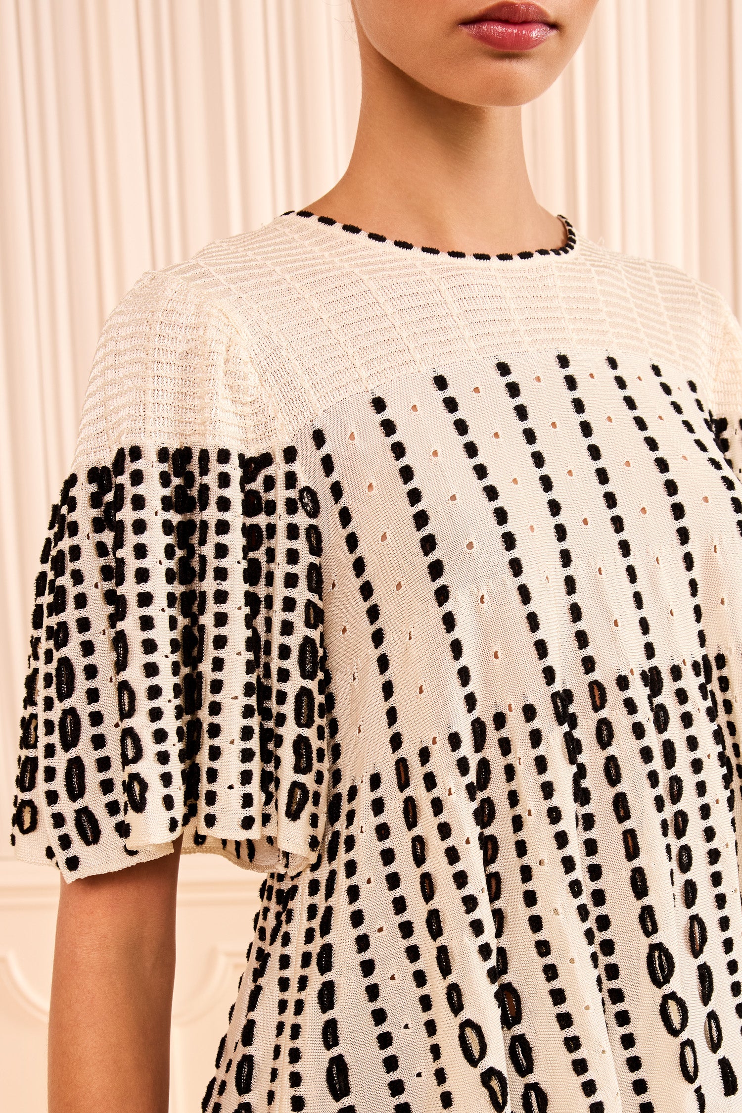 Ulla Johnson Champagne Knit Cape Top - Geometric Eyelet Fabric Close-Up Detail | Ulla Johnson