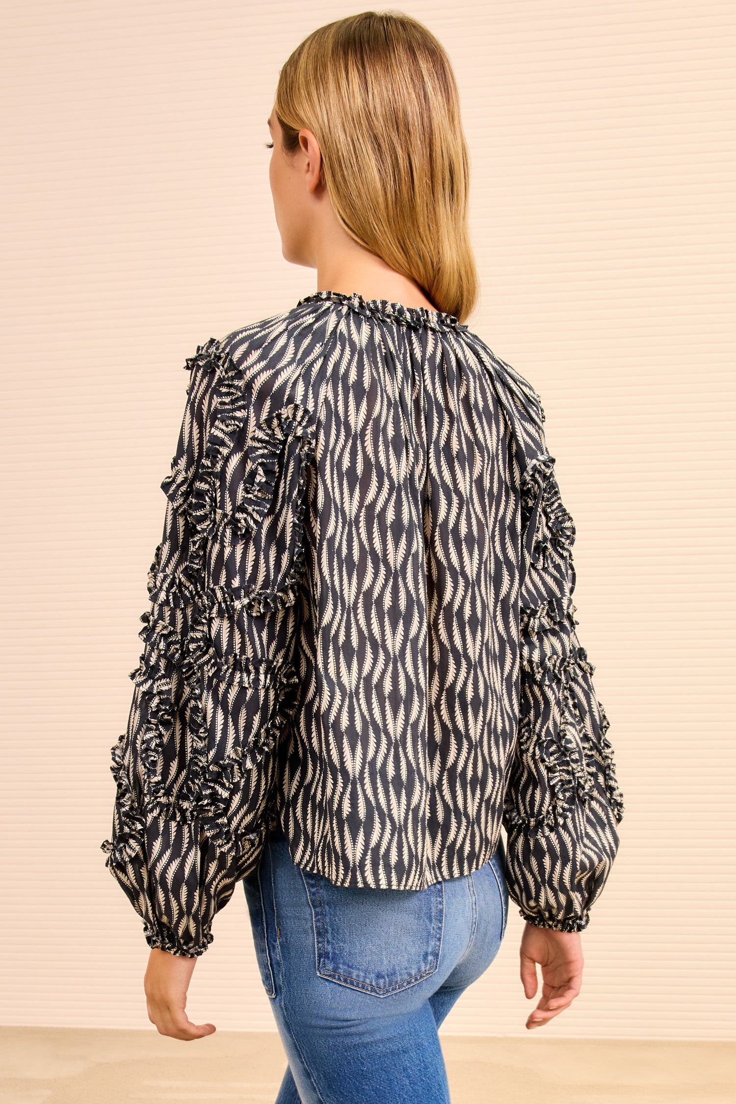 Azrou Cotton Long Sleeve Blouse - Graphite