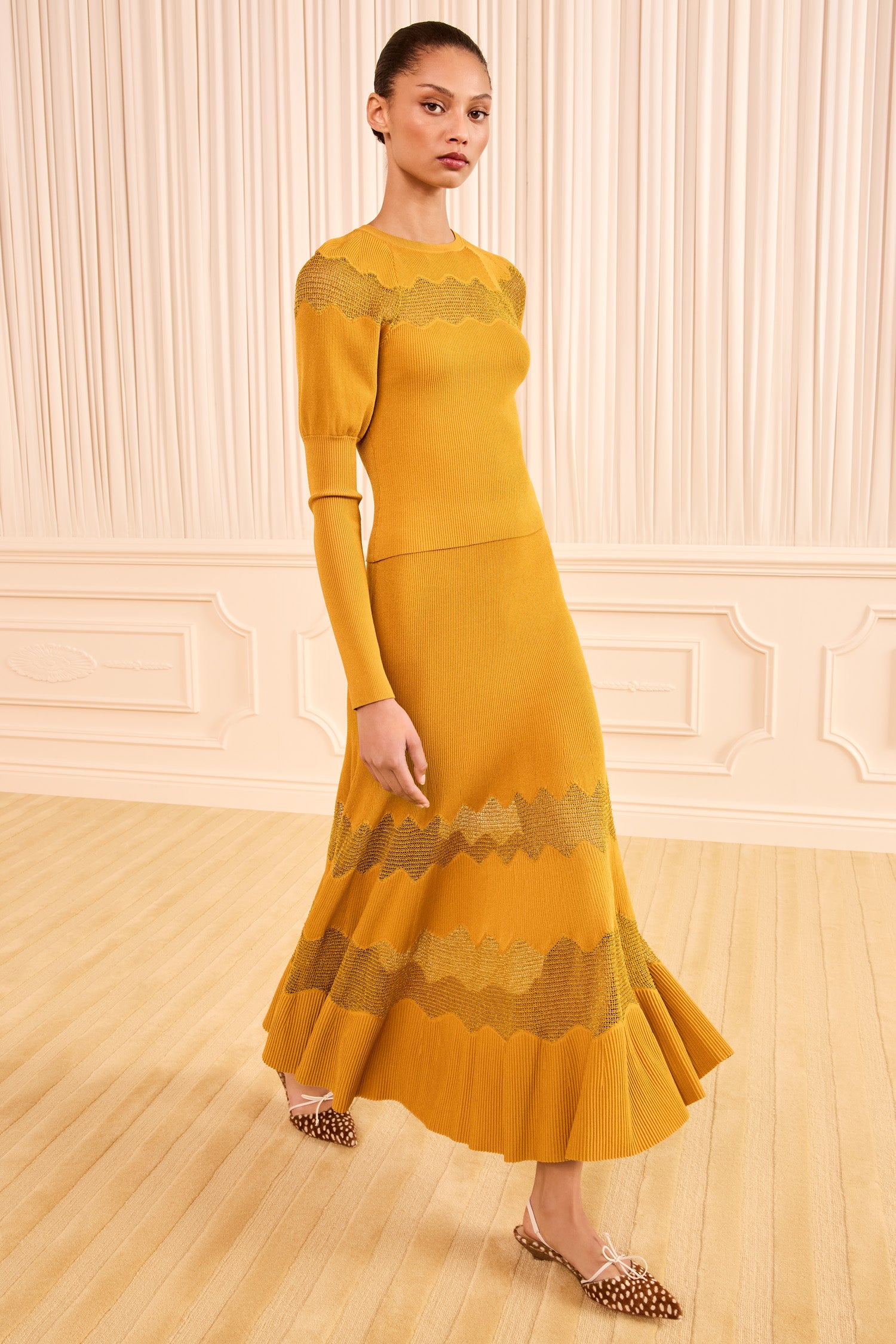 Ulla Johnson Jupe midi Bettine en maille - Topaz/gold