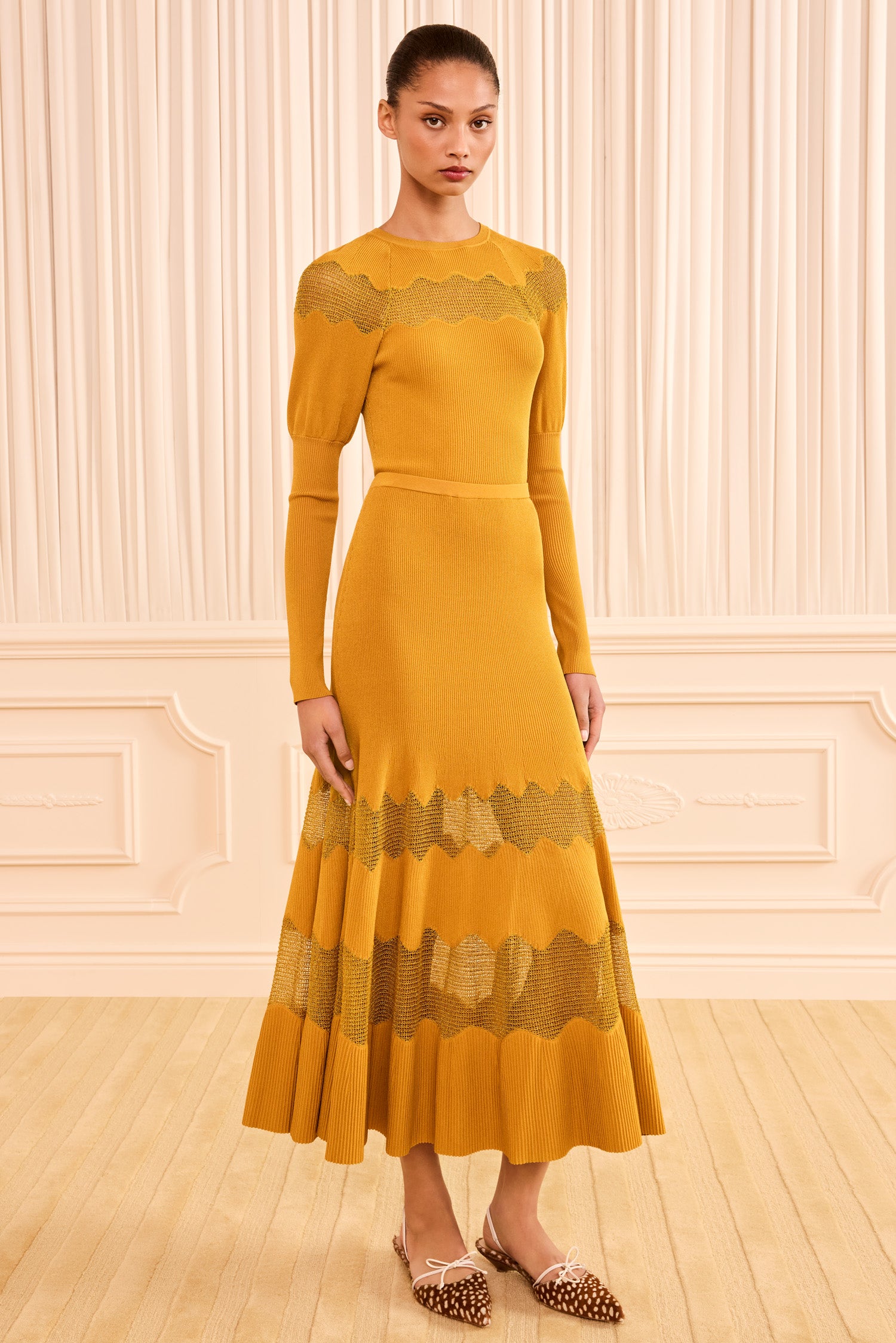 Ulla Johnson Jupe midi Bettine en maille - Topaz/gold