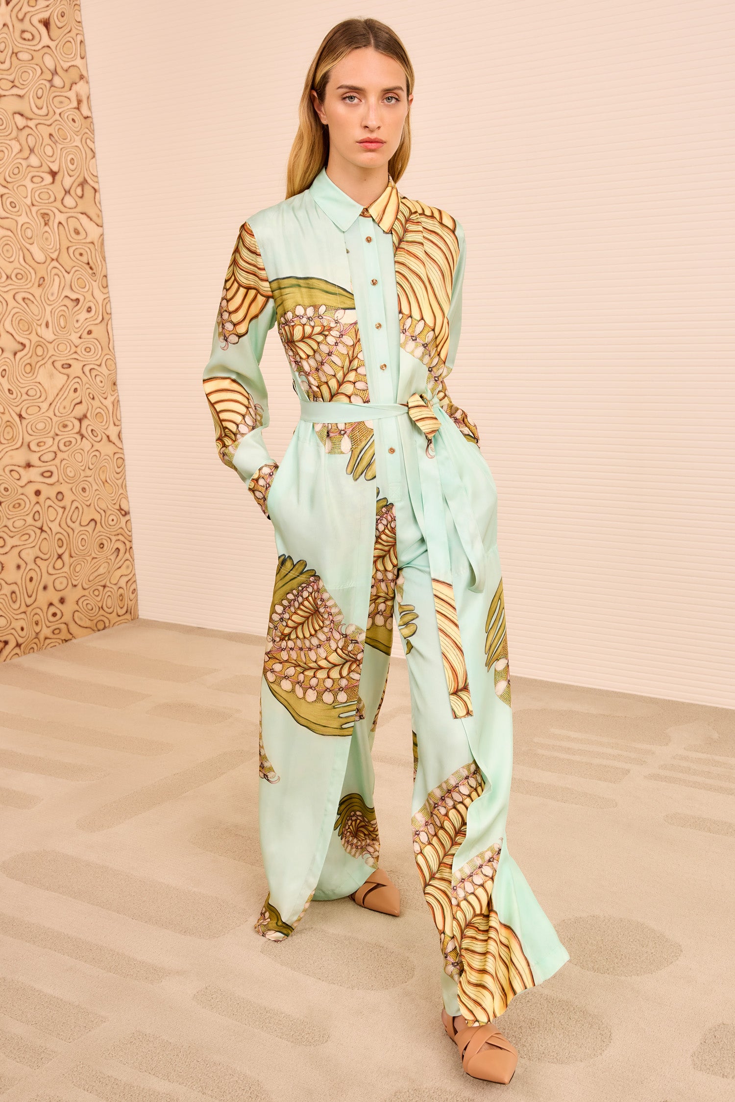 Bricolage Belted Jumpsuit - Water Blossoms