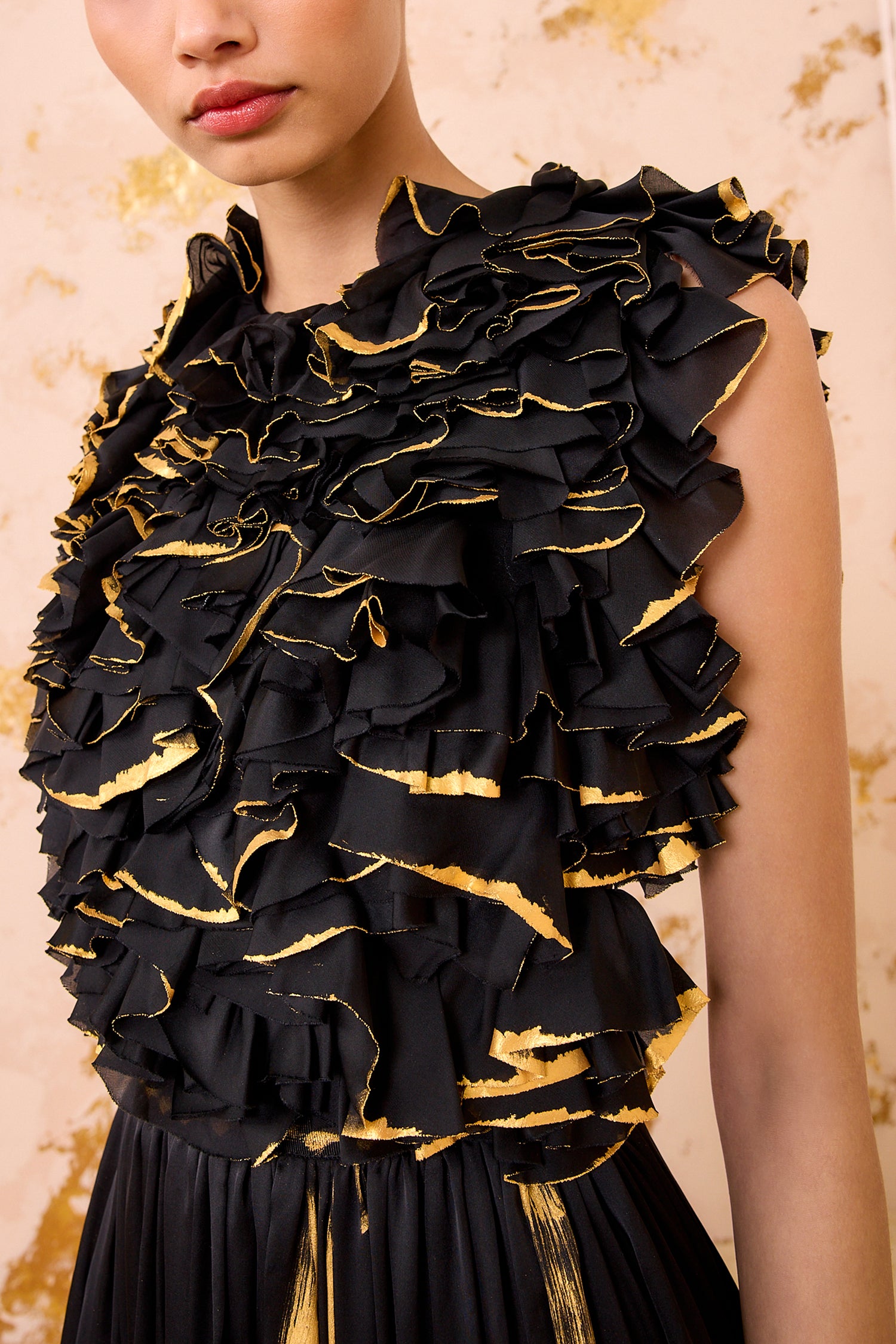 Byzantine Handpainted Silk Backless Gown - Gild