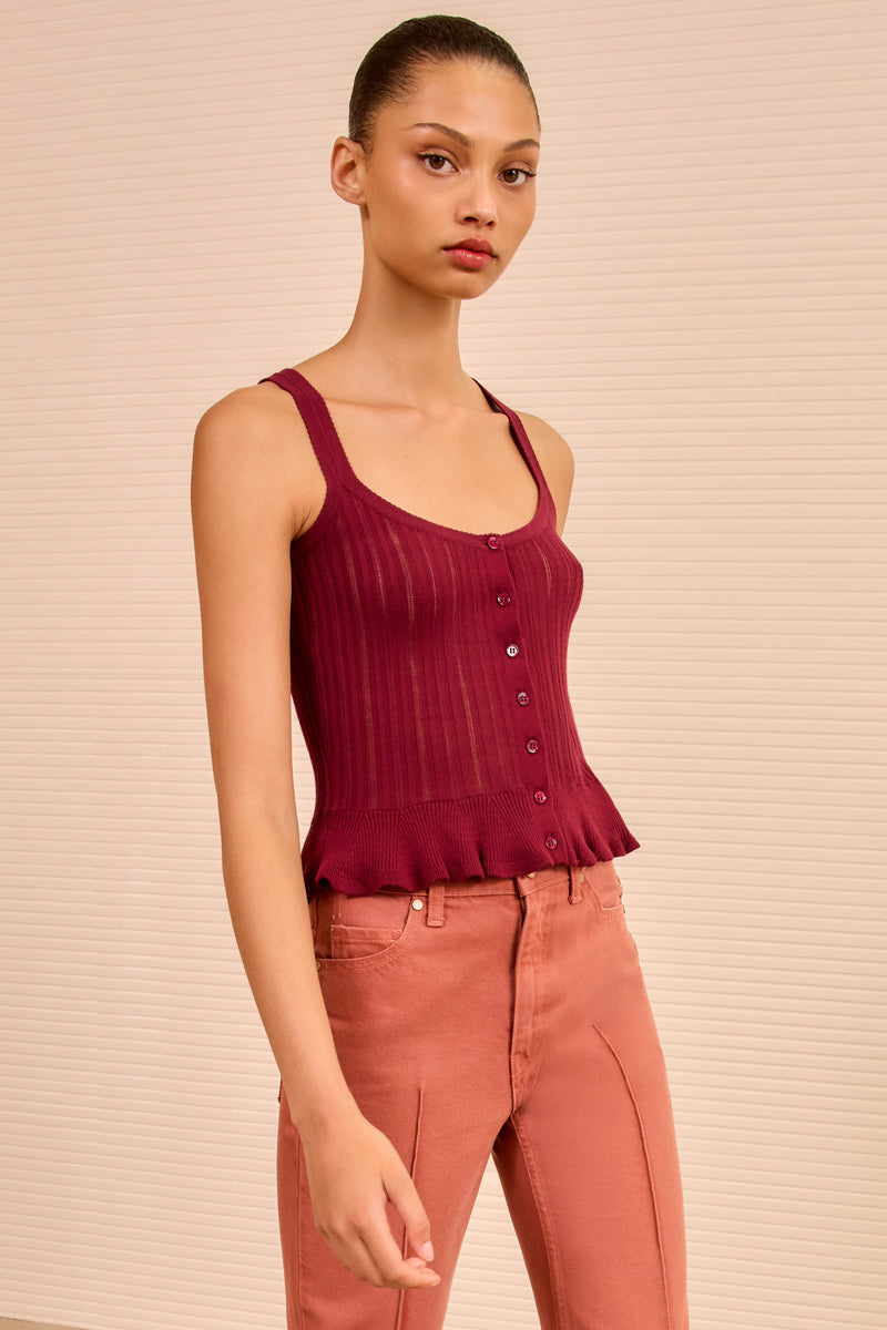 Callie Knit Camisole - Claret - Ulla Johnson