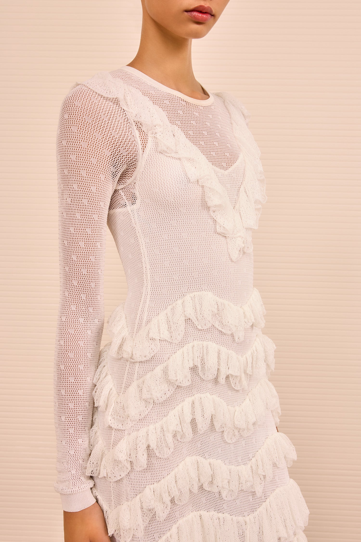 Calliope Long Sleeve Tiered Ruffle Long Dress - Cowrie