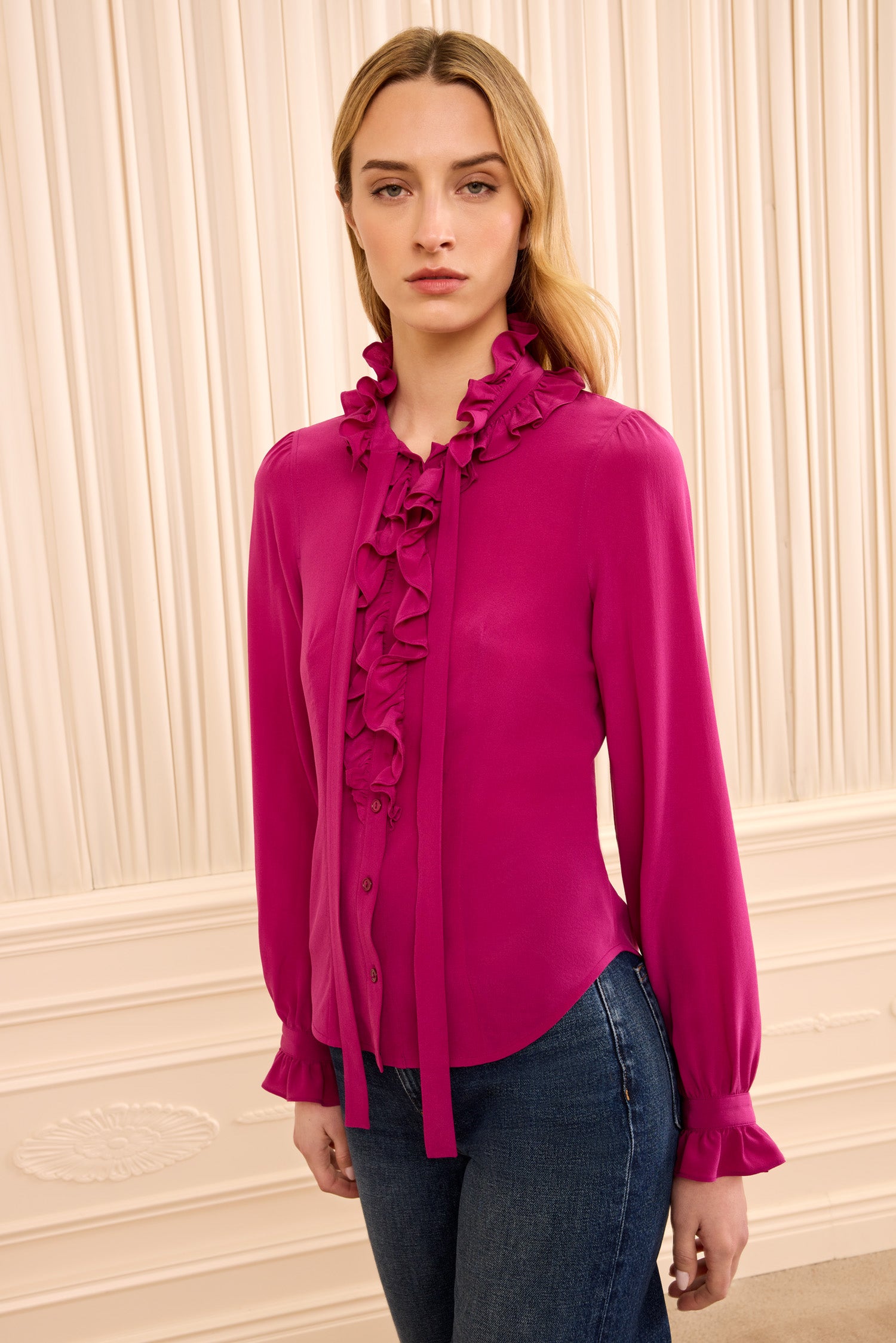 Ulla Johnson Catroux Long Sleeve Silk Blouse - Orchid
