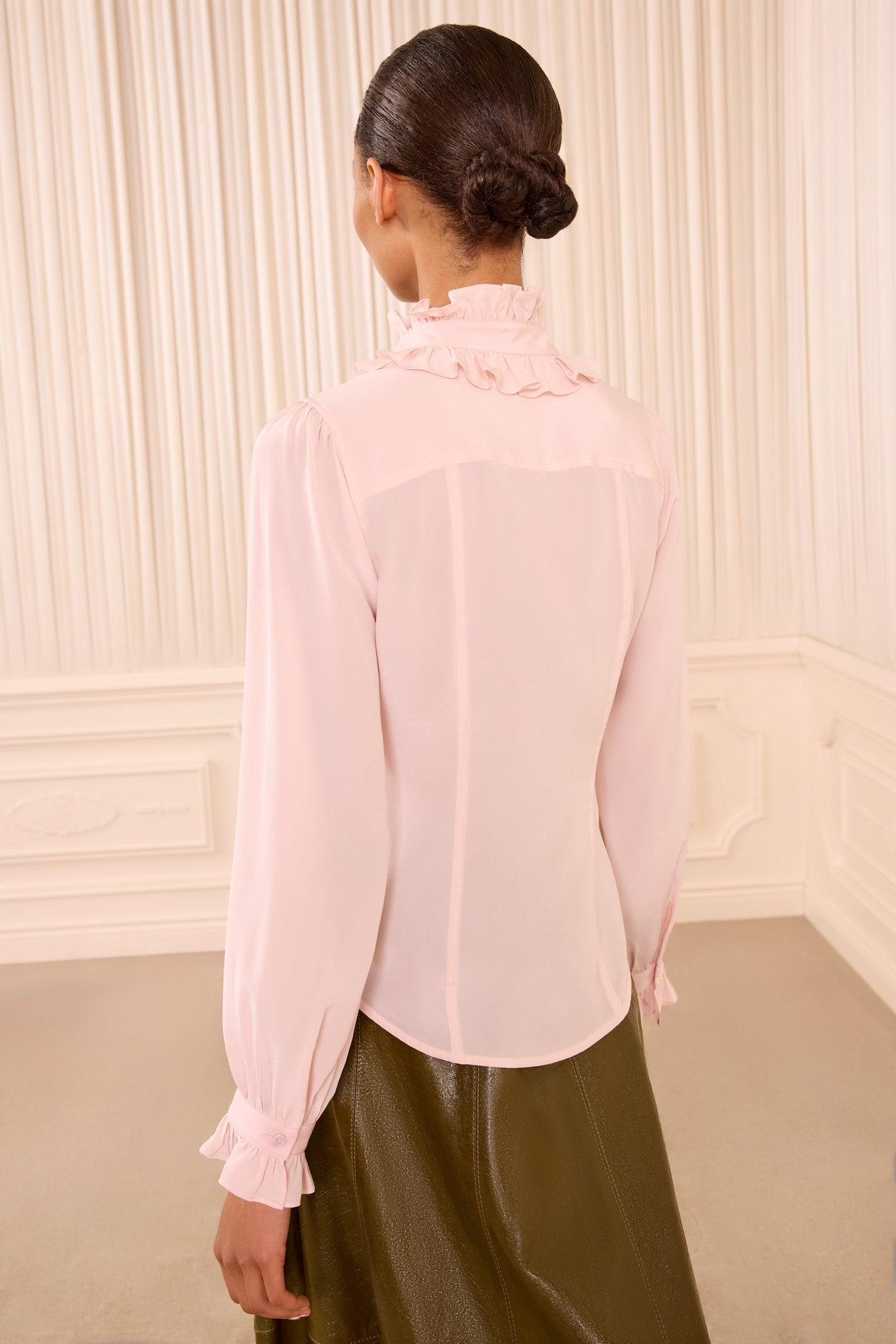 Ulla Johnson Catroux Long Sleeve Silk Blouse - Powder