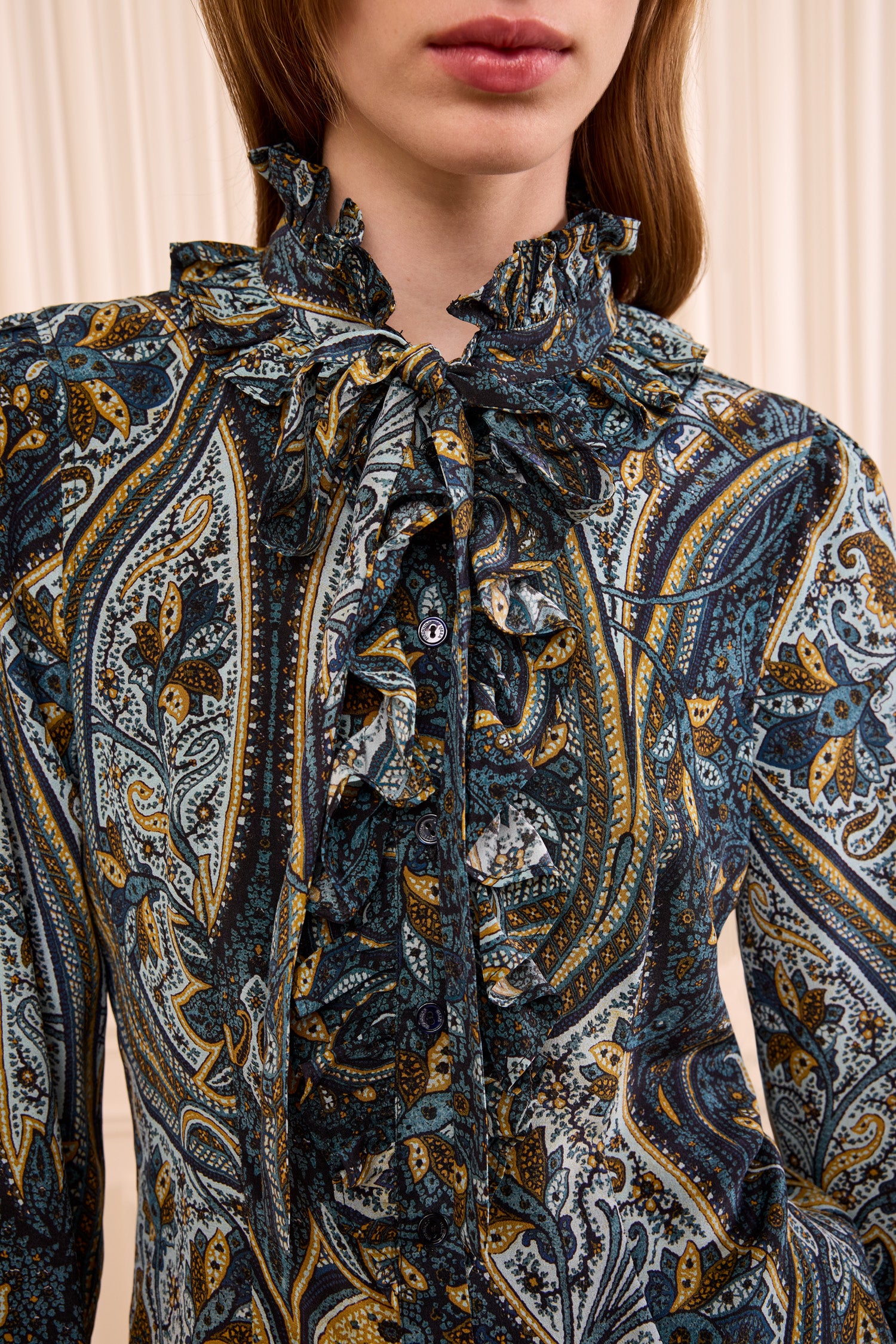 Ulla Johnson Catroux Long Sleeve Silk Blouse - Prussian