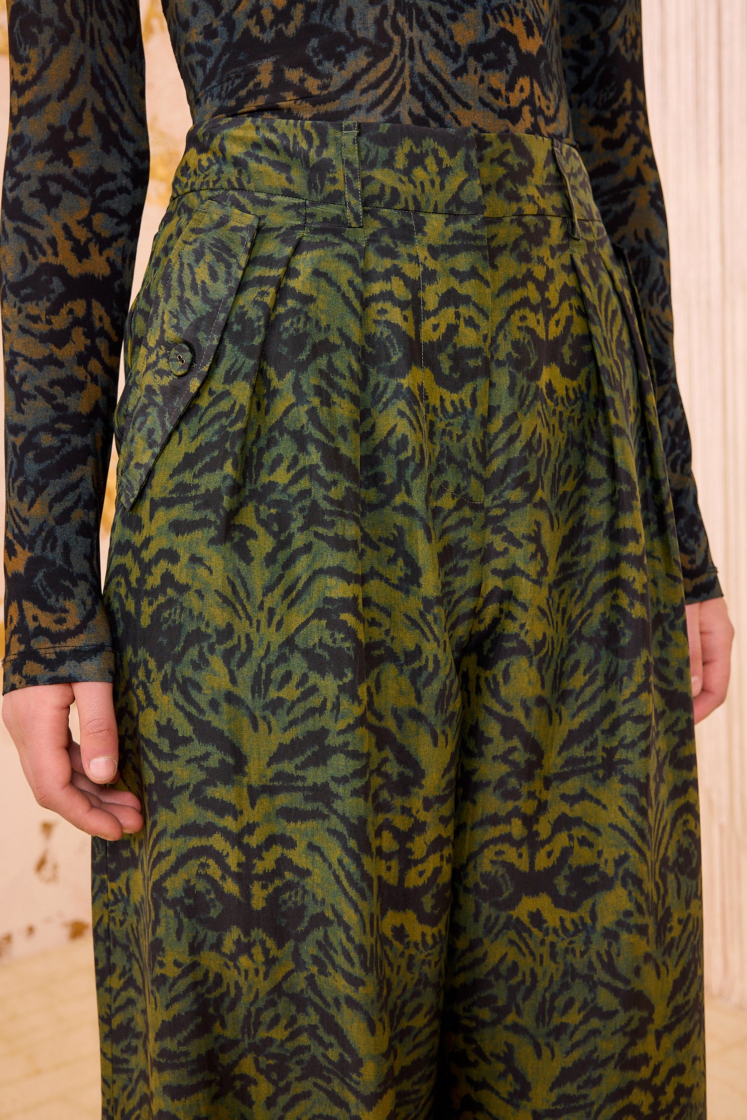 Charlie Silk High Waist Wide Leg Pant - Desert Jasper