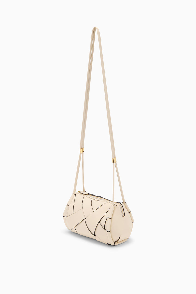 Charlotte Camera Bag - Cowrie Hand-Woven White Italian Leather Bag
